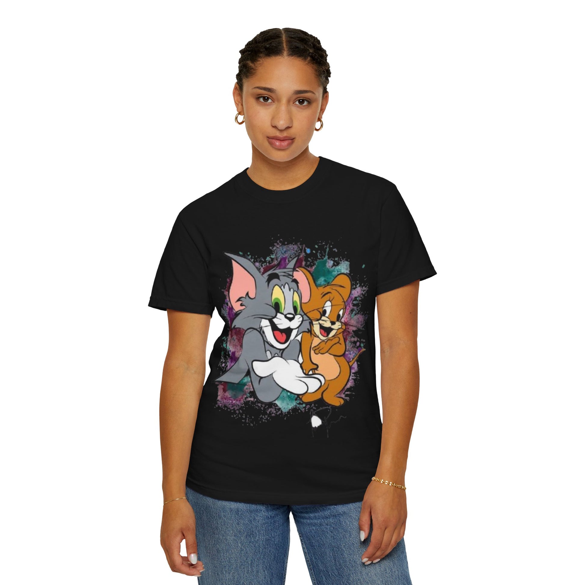 Tom and Jerry Garment-Dyed T-shirt, Cartoon T-shirt, Unisex T-shirt, Funny Shirt, Vintage Cartoon Tee, Gift for Him/Her