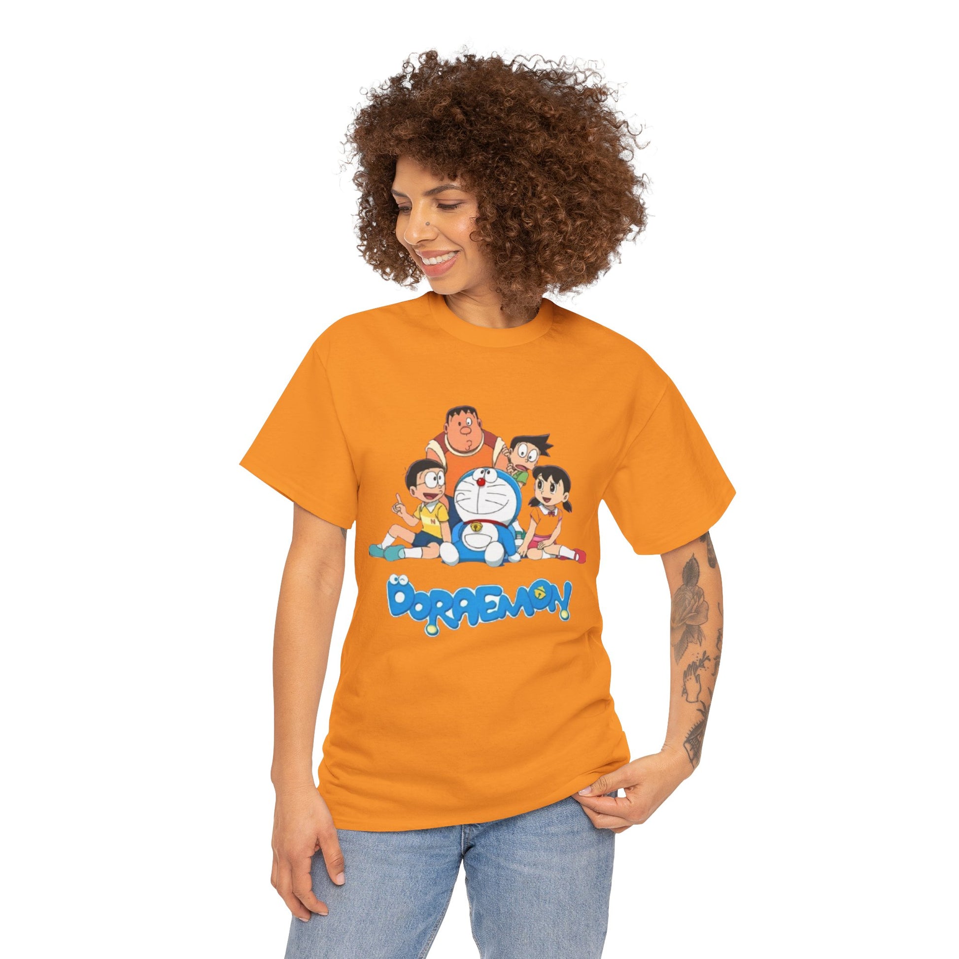 Doraemon Vintage Cartoon Unisex Tee - Nostalgic Gift for Fans, Oversized Cotton Shirt, Anime Merchandise, Casual Wear, Everyday Comfort