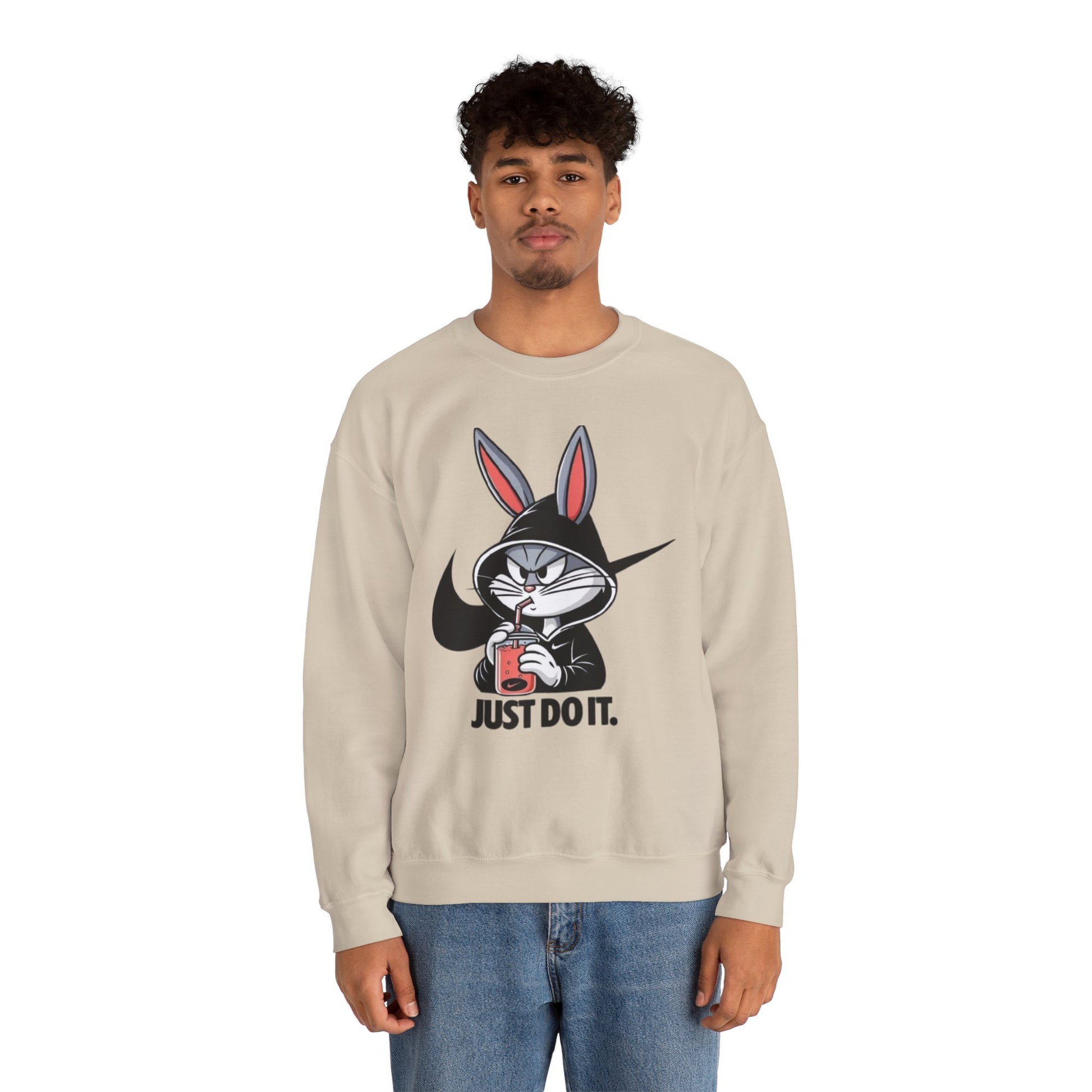 Cool Rabbit Crewneck Sweatshirt, Unisex Sweatshirt, Casual Hoodie, Gift for Him, Cozy Fashionwear