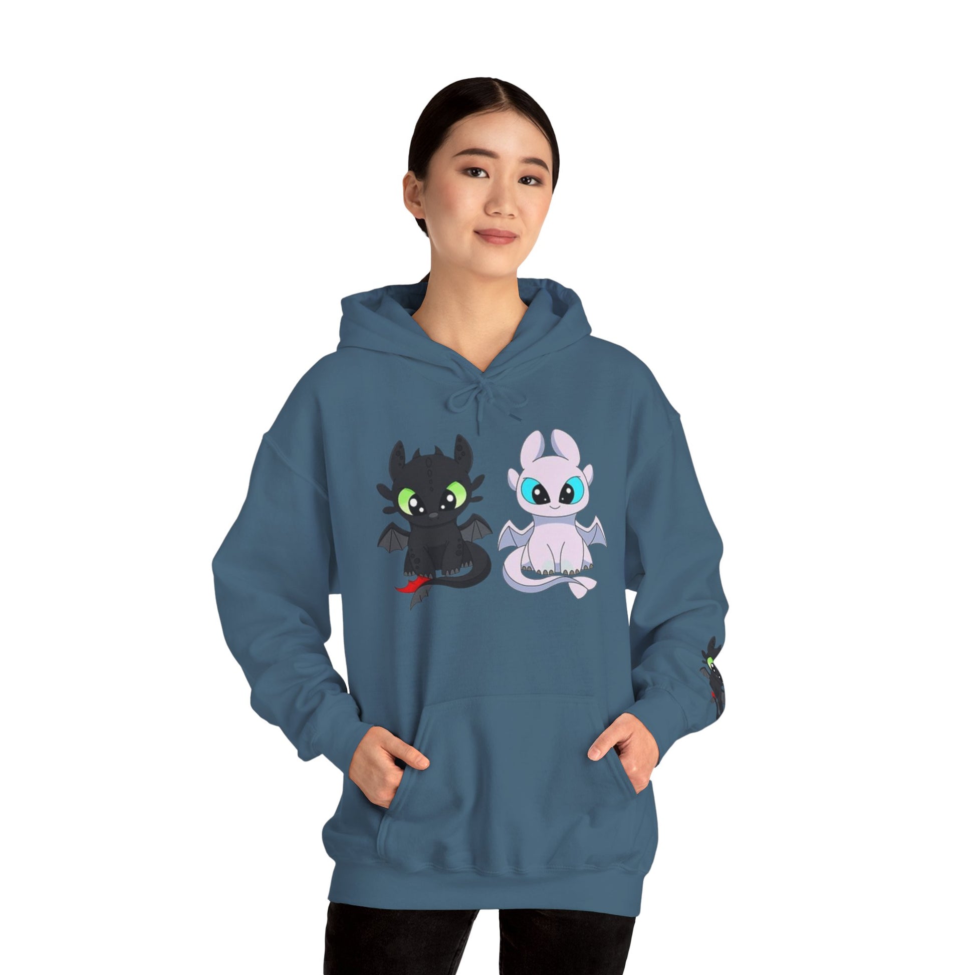 Cute Dragon & Monster Unisex Hoodie, Cozy Sweatshirt for Kids and Adults, Funny Gift for Halloween, Anime Lovers, Stylish Casual Wear