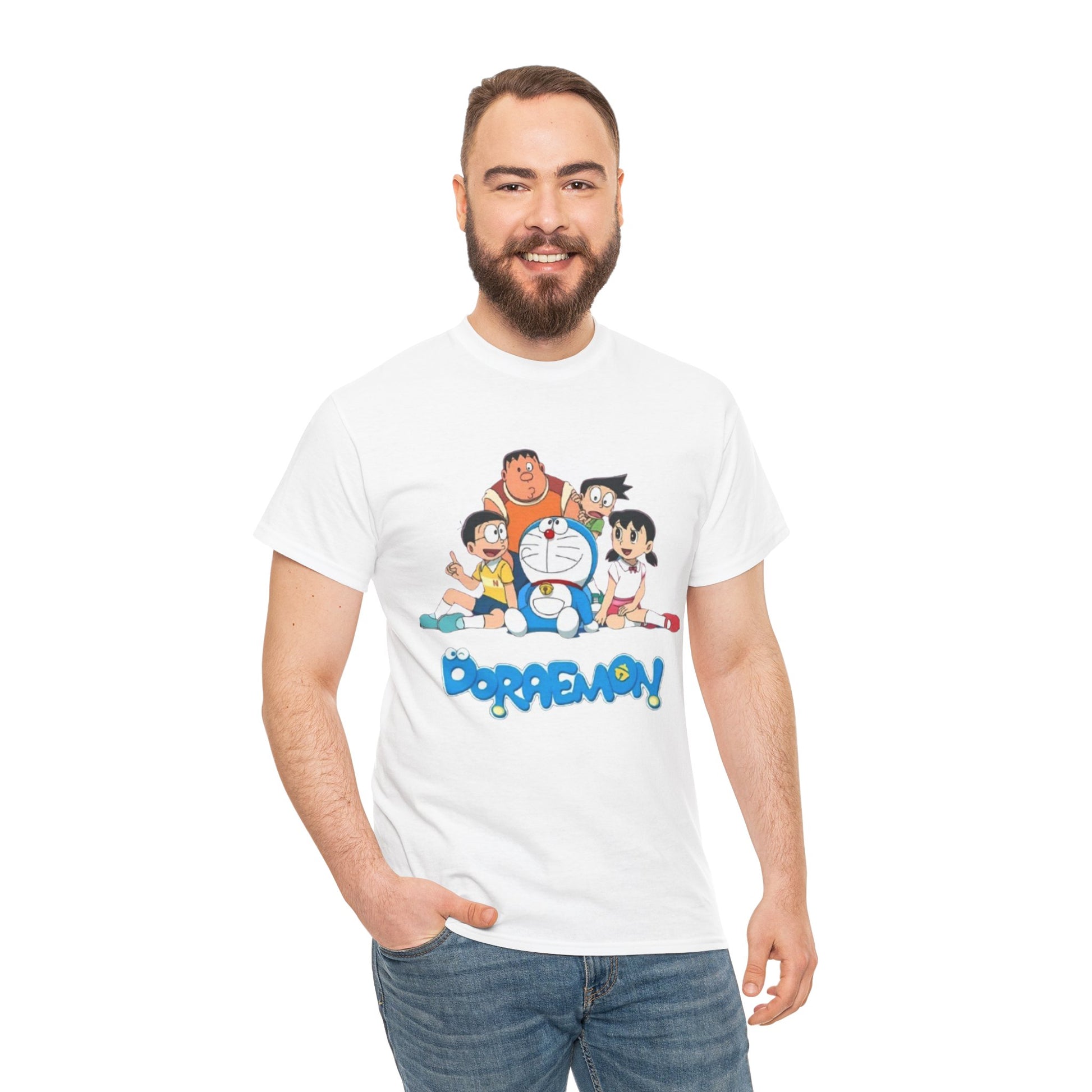 Doraemon Vintage Cartoon Unisex Tee - Nostalgic Gift for Fans, Oversized Cotton Shirt, Anime Merchandise, Casual Wear, Everyday Comfort