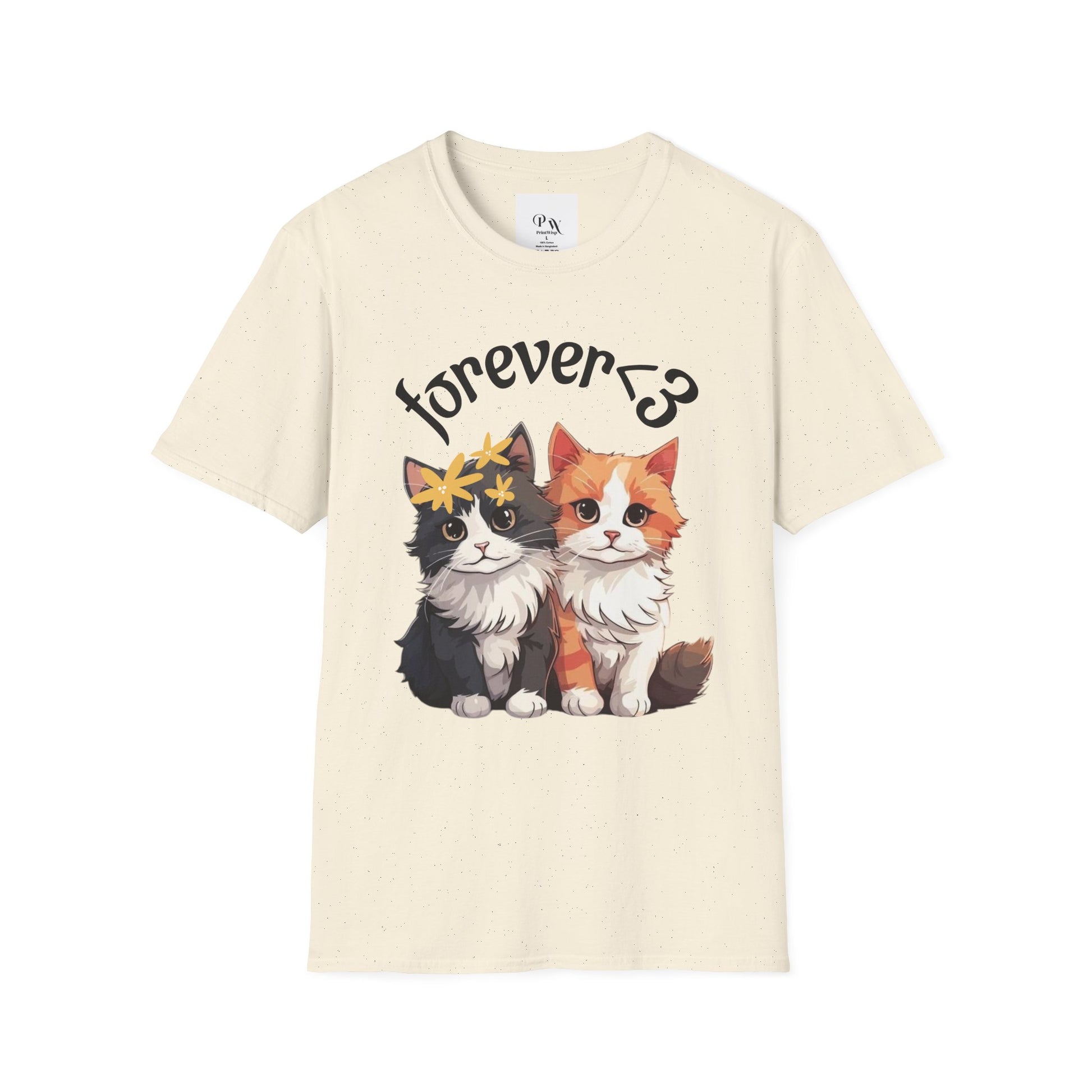 Forever Love Cat T-Shirt, Cute Cat Tee, Animal Lover Gift, Pet Owner Apparel, Cozy Casual Wear, Perfect for Cat Lovers