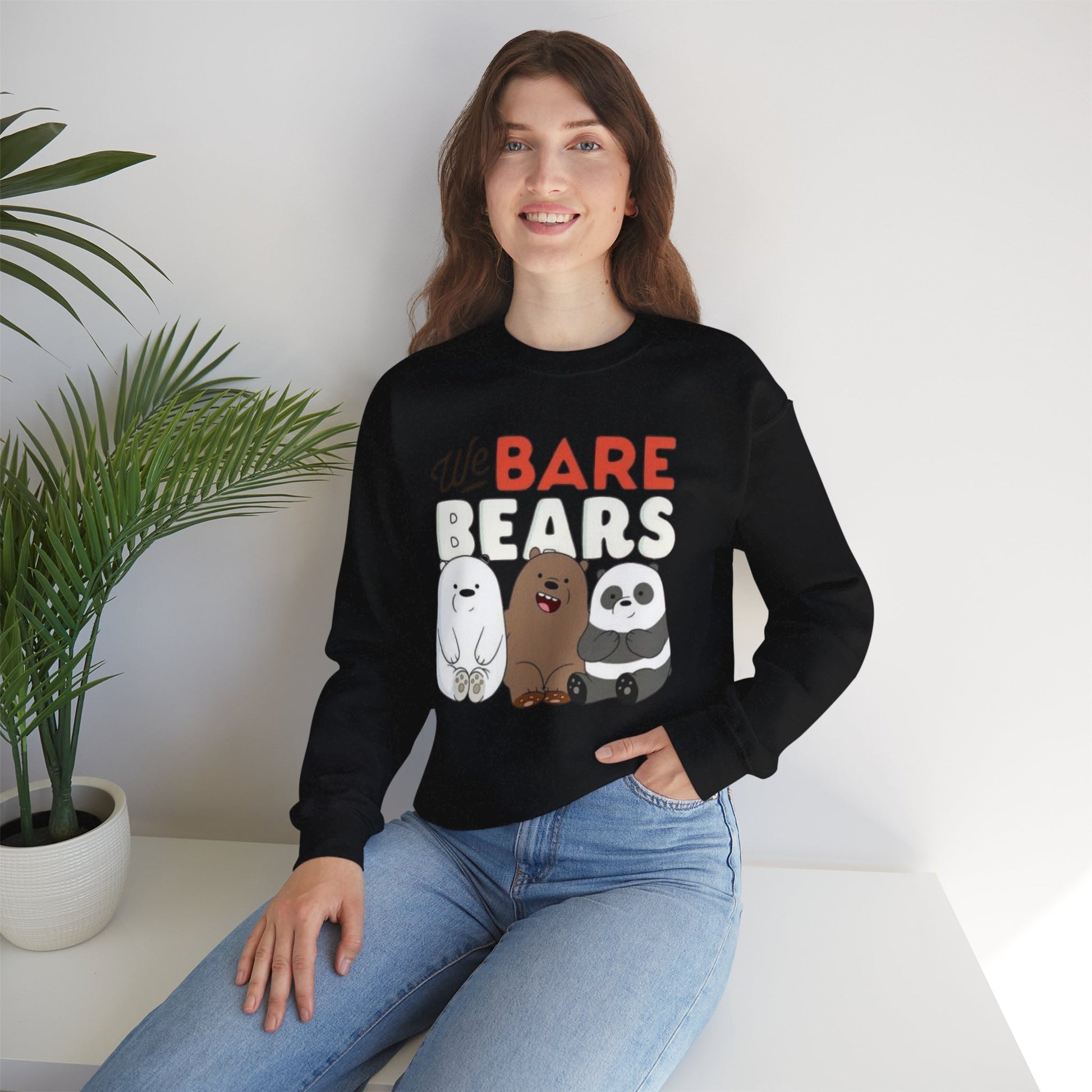 Cozy Cartoon Sweatshirt for Bear Lovers, We Bare Bears Crewneck, Cute Gift for Birthdays, Casual Wear, Animal Lover Apparel