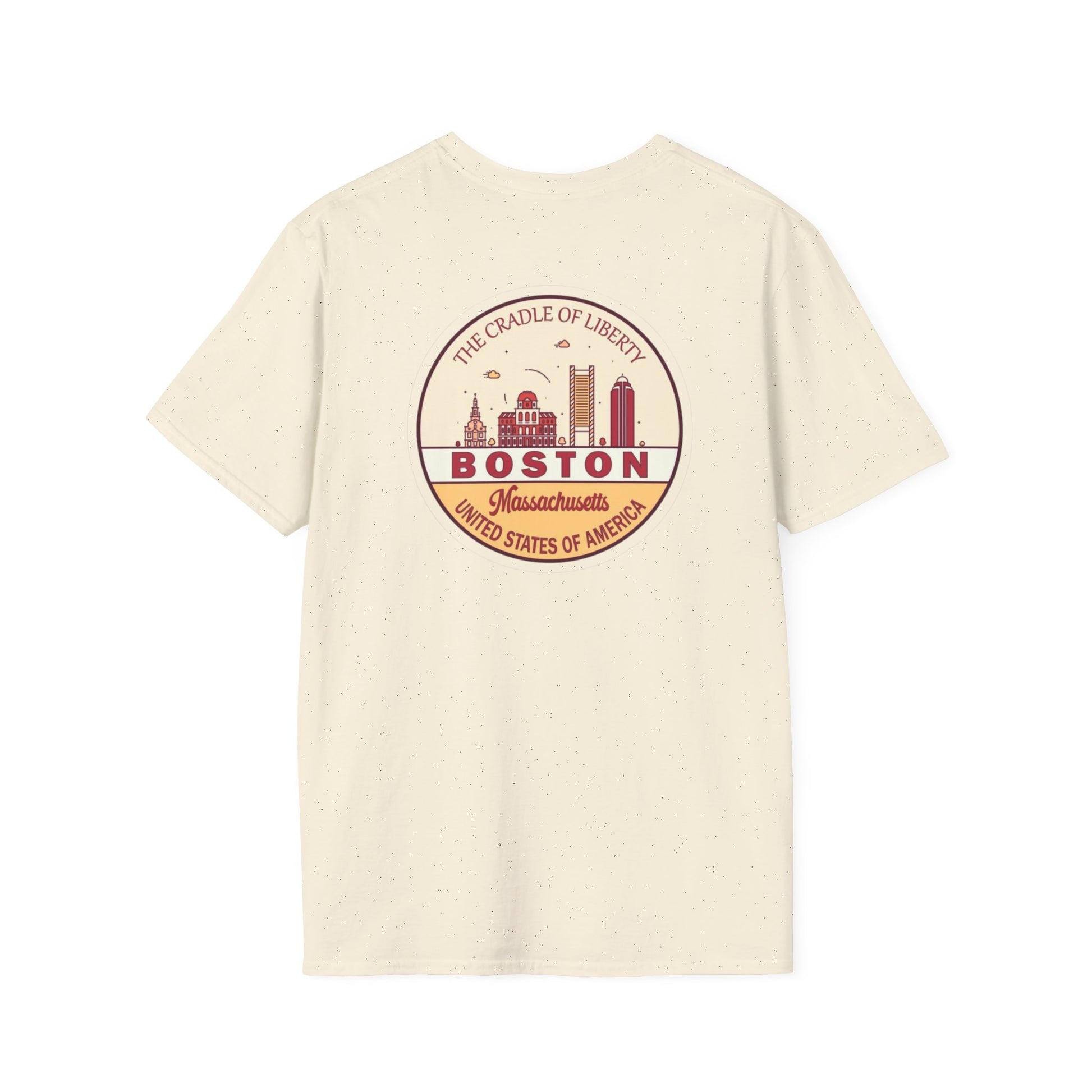 cool print Boston Cradle of Liberty Unisex Softstyle T-Shirt | Comfy Travel Tee, Casual Wear, Souvenir Shirt, Perfect Gift for Boston Lovers