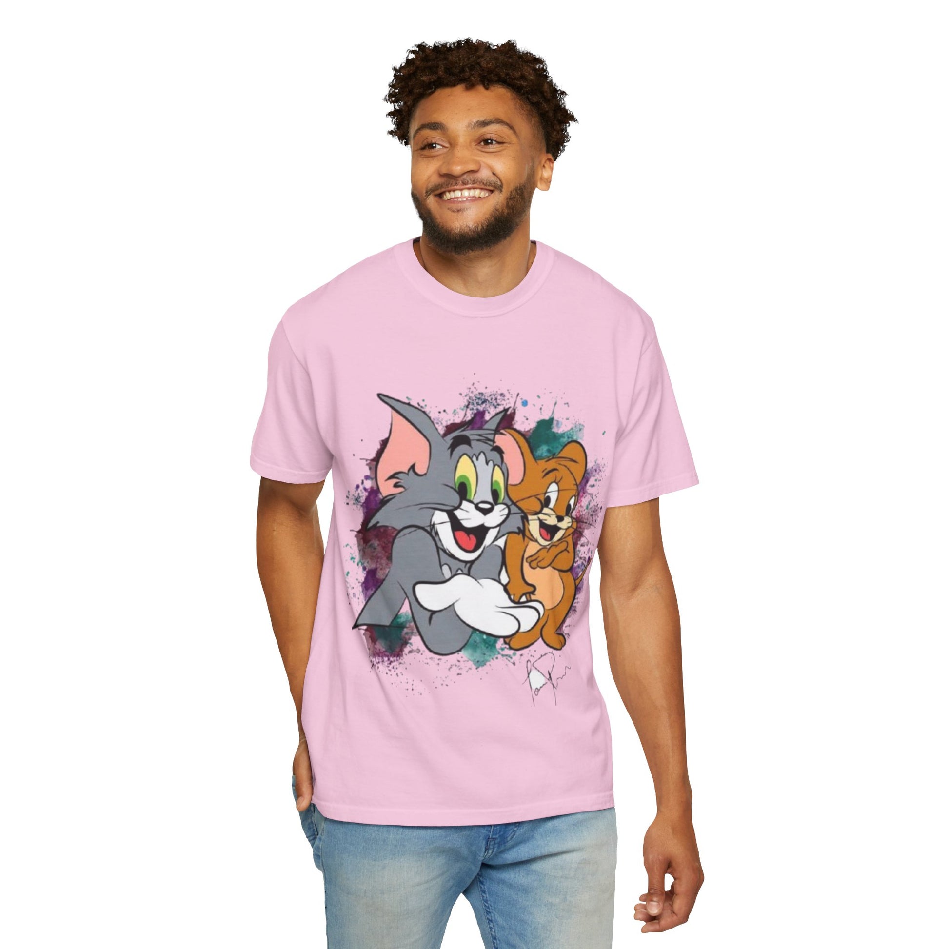 Tom and Jerry Garment-Dyed T-shirt, Cartoon T-shirt, Unisex T-shirt, Funny Shirt, Vintage Cartoon Tee, Gift for Him/Her