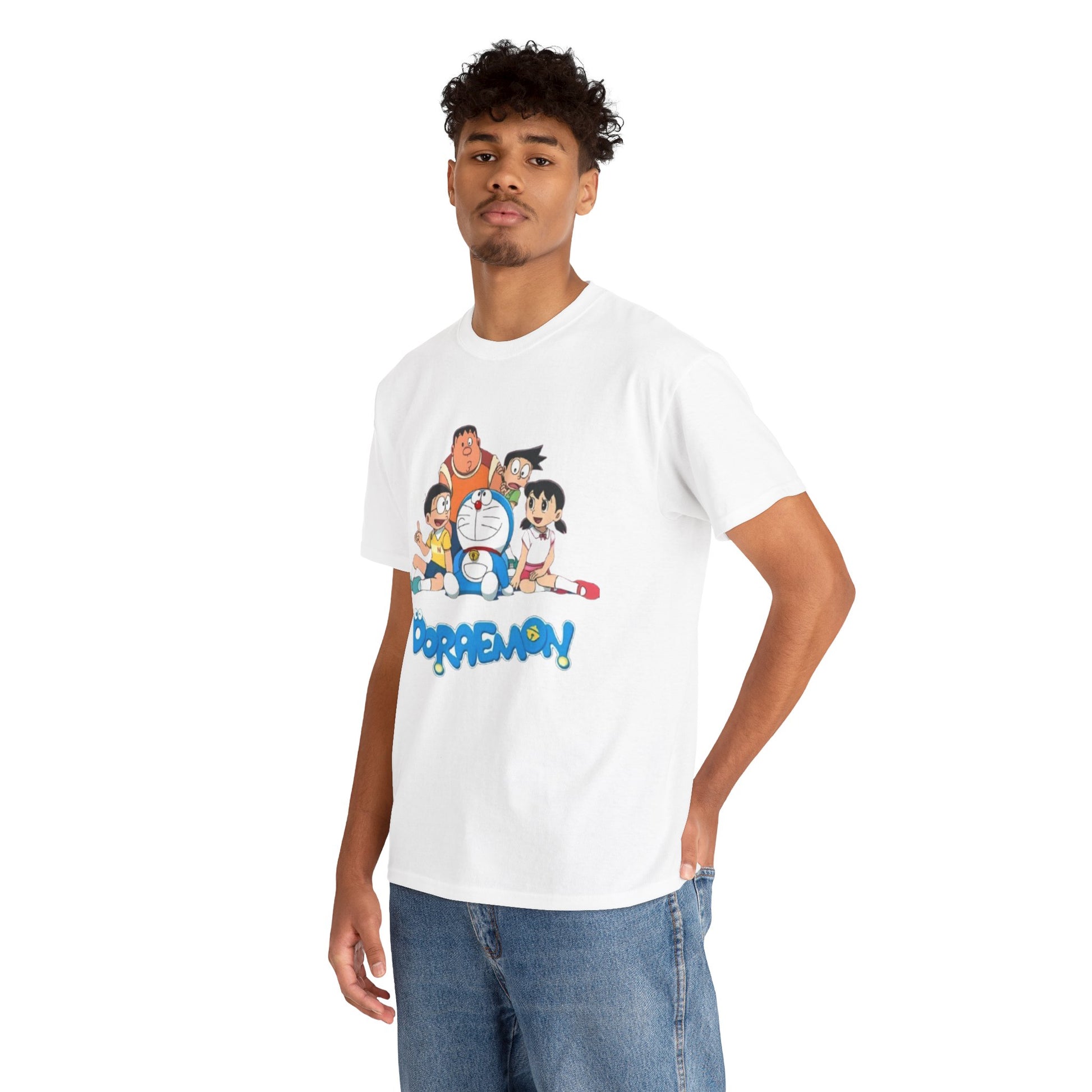 Doraemon Vintage Cartoon Unisex Tee - Nostalgic Gift for Fans, Oversized Cotton Shirt, Anime Merchandise, Casual Wear, Everyday Comfort