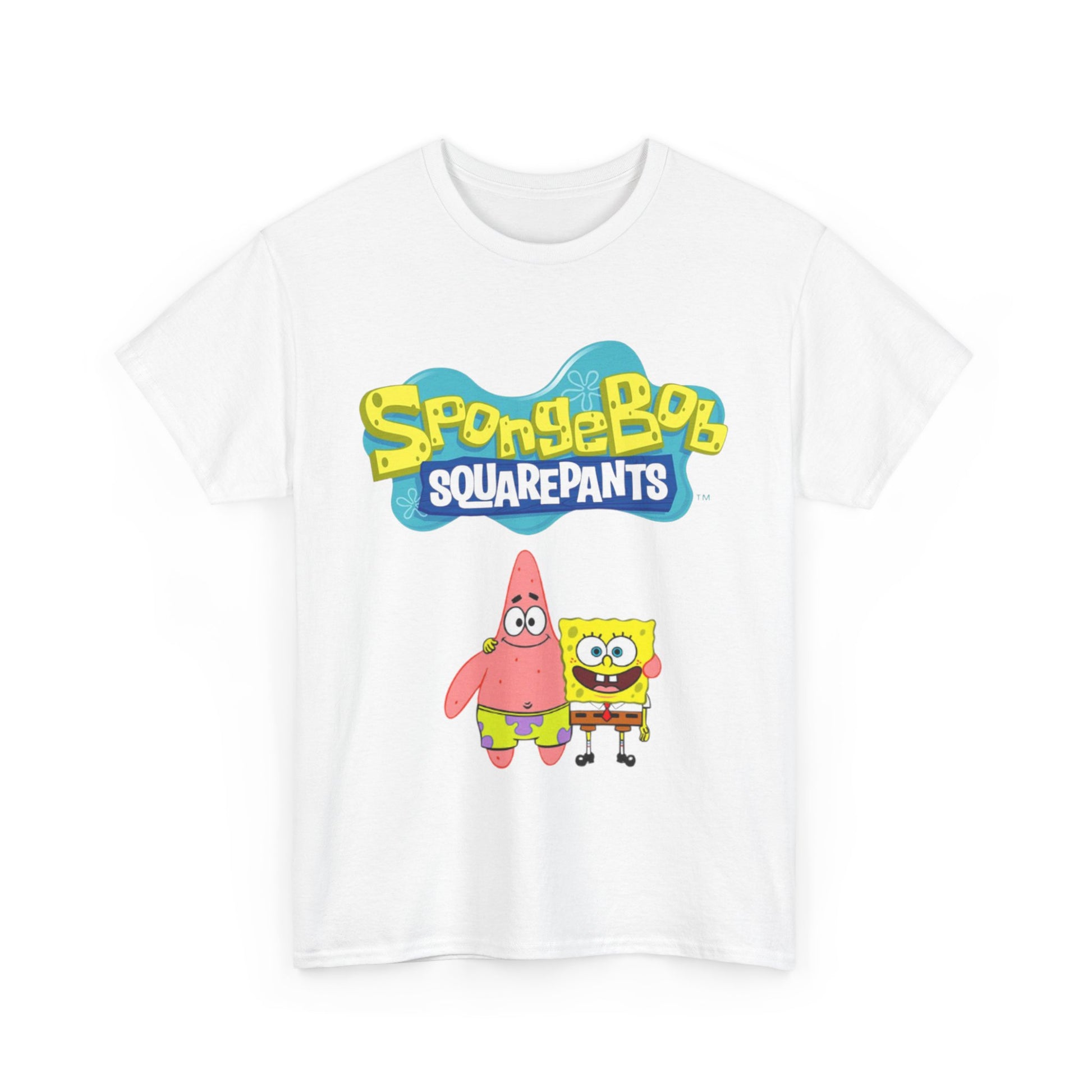 SpongeBob SquarePants Unisex Heavy Cotton Tee, Fun Graphic Tee, Nostalgic T-Shirt, Gift for Kids and Adults, Cartoon Lover Apparel