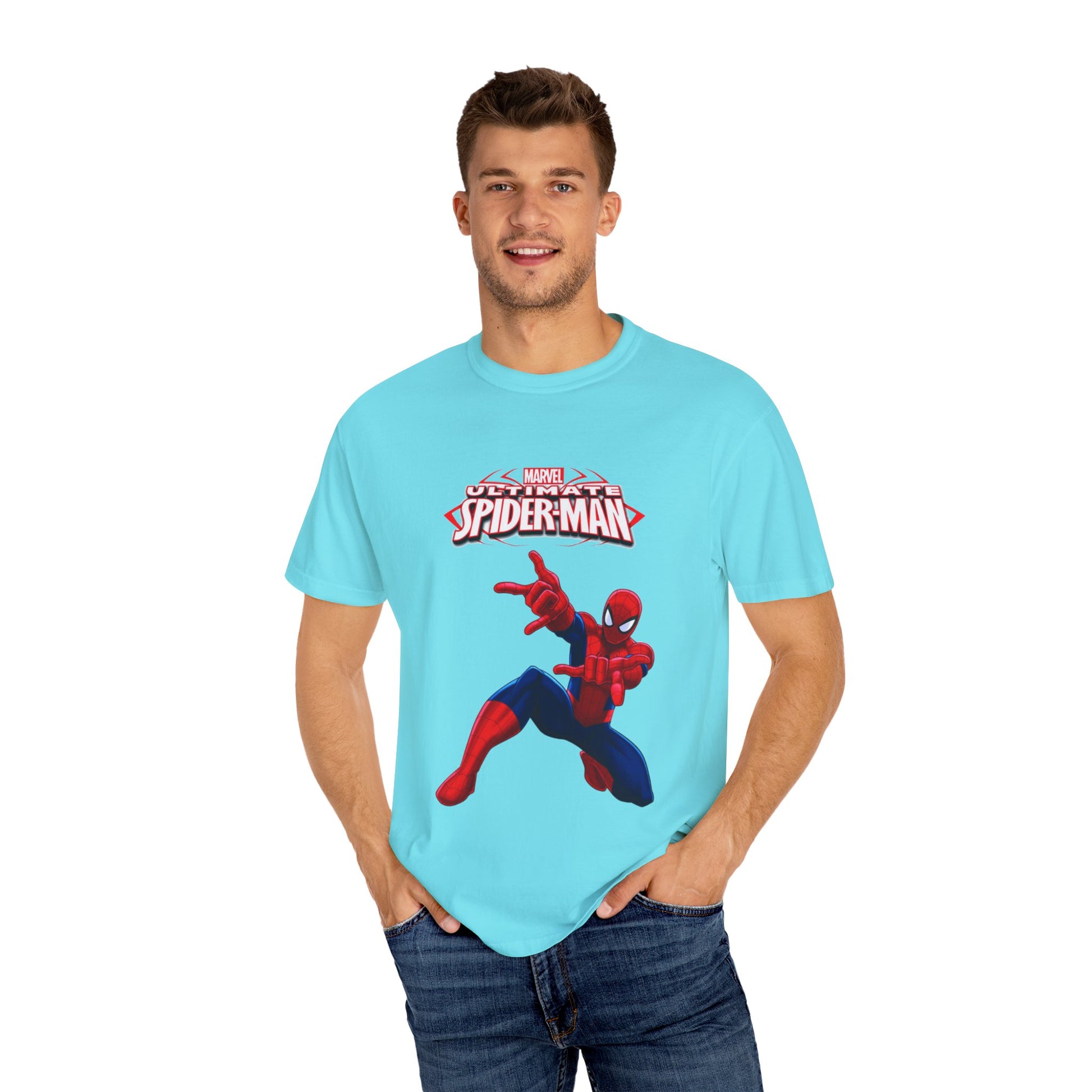 Marvel Spider-Man Unisex Garment-Dyed T-Shirt, Superhero Tee, Comic Fan Gift, Casual Wear, Birthday, Kids Clothing