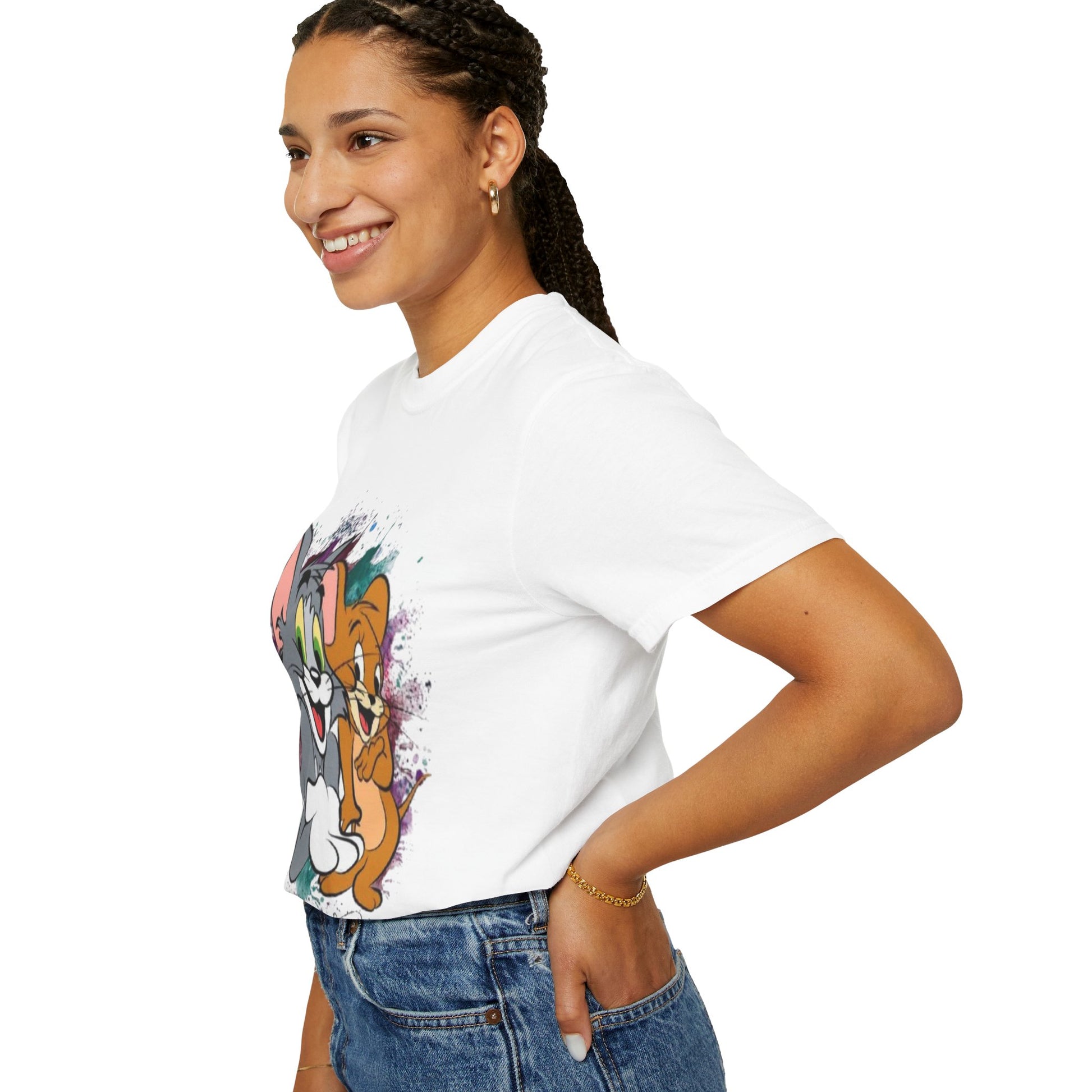 Tom and Jerry Garment-Dyed T-shirt, Cartoon T-shirt, Unisex T-shirt, Funny Shirt, Vintage Cartoon Tee, Gift for Him/Her