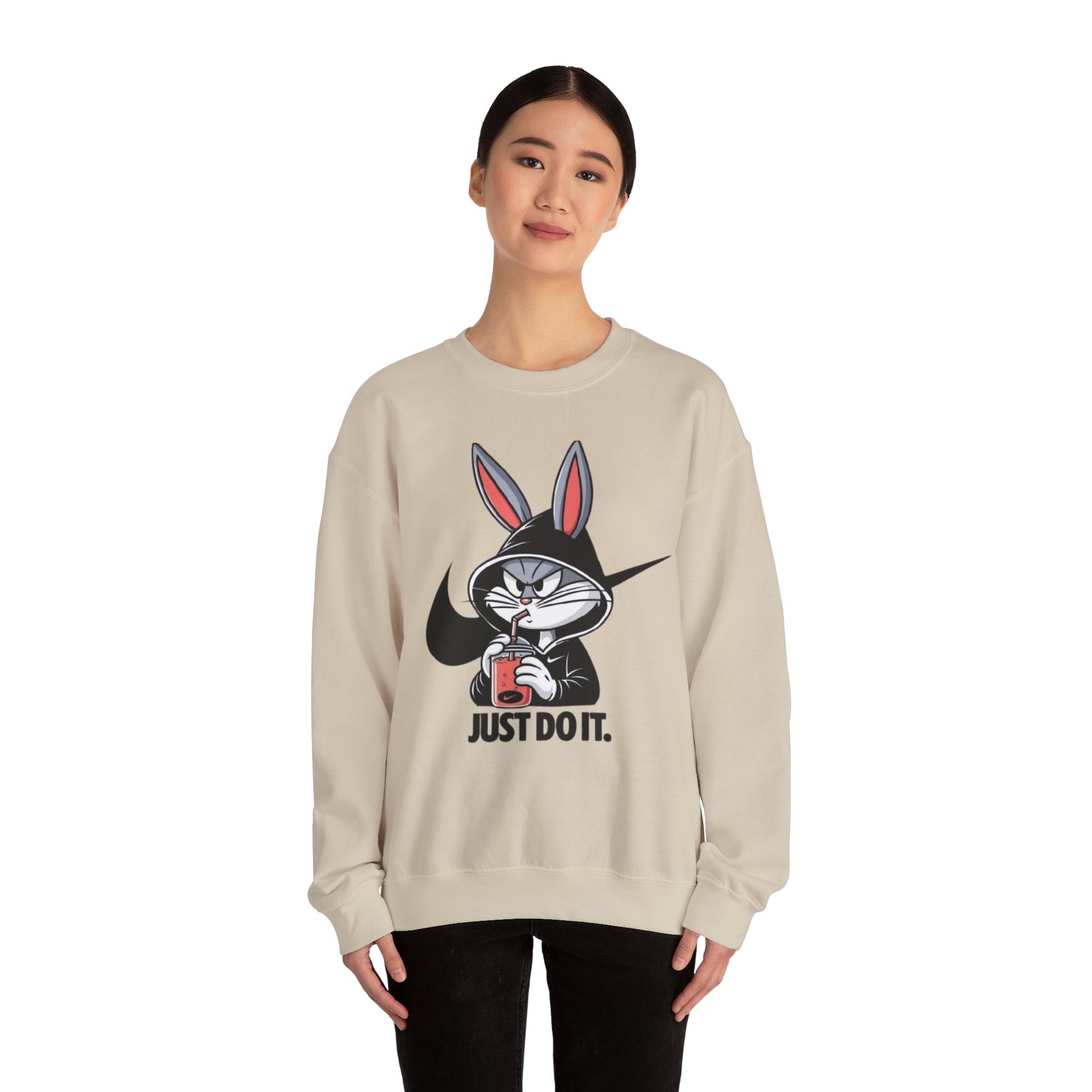 Cool Rabbit Crewneck Sweatshirt, Unisex Sweatshirt, Casual Hoodie, Gift for Him, Cozy Fashionwear
