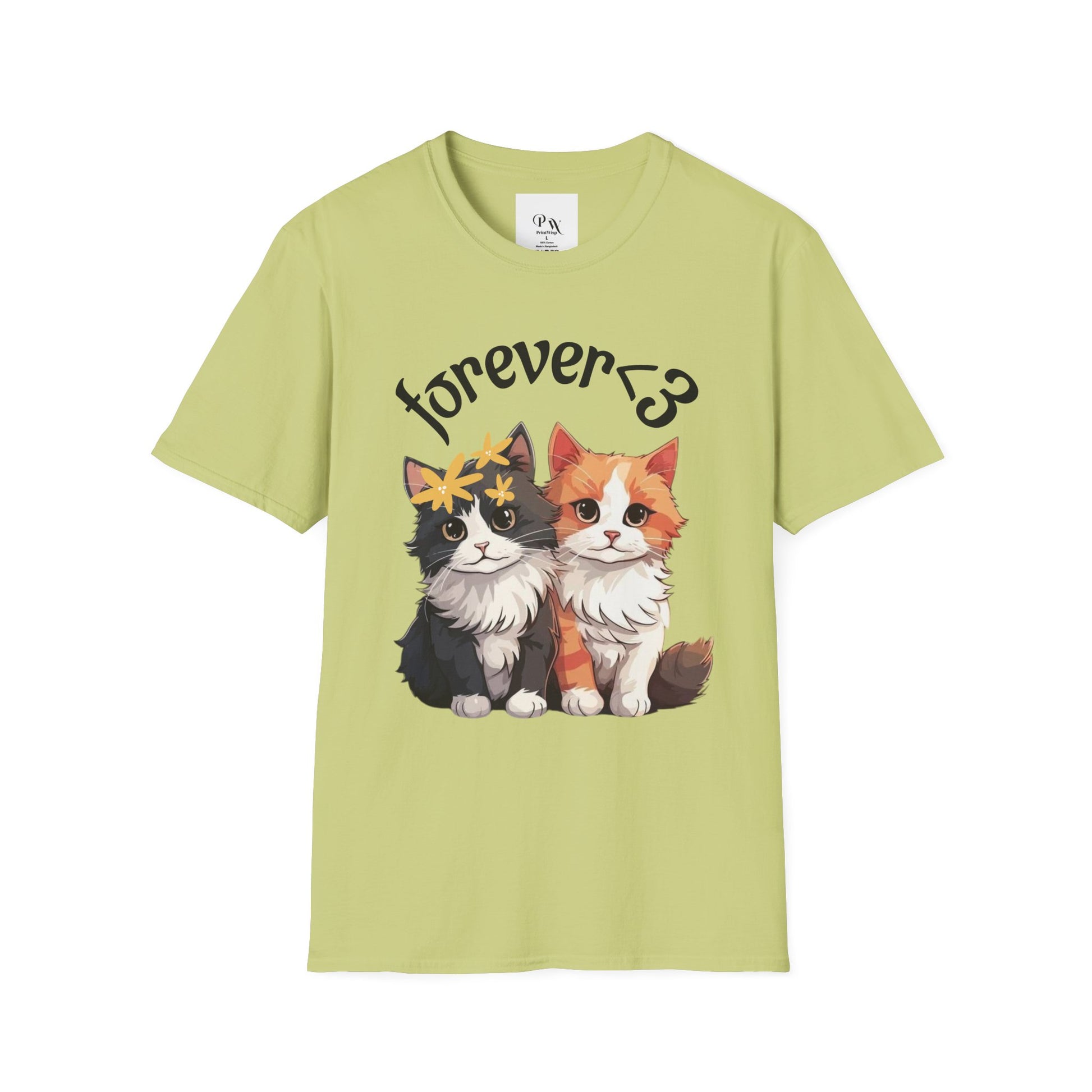 Forever Love Cat T-Shirt, Cute Cat Tee, Animal Lover Gift, Pet Owner Apparel, Cozy Casual Wear, Perfect for Cat Lovers