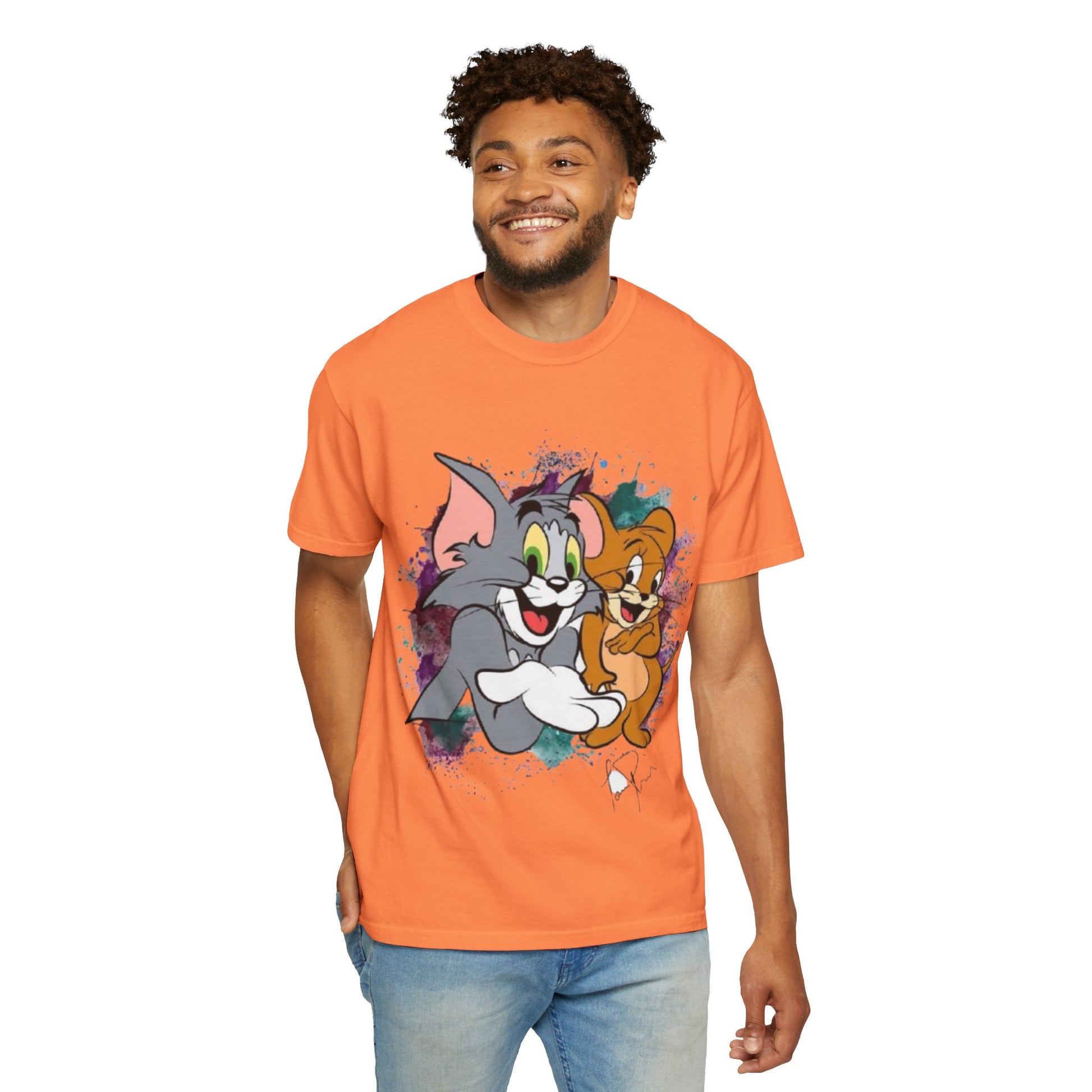 Tom and Jerry Garment-Dyed T-shirt, Cartoon T-shirt, Unisex T-shirt, Funny Shirt, Vintage Cartoon Tee, Gift for Him/Her