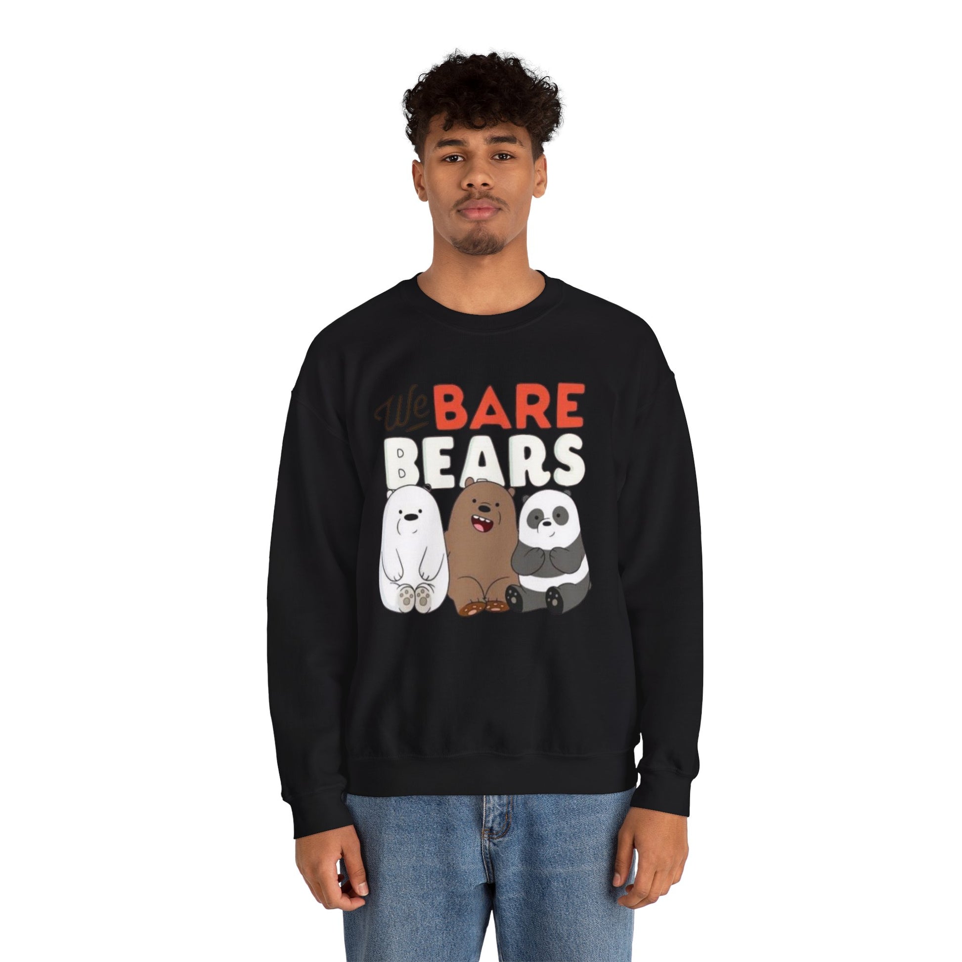 Cozy Cartoon Sweatshirt for Bear Lovers, We Bare Bears Crewneck, Cute Gift for Birthdays, Casual Wear, Animal Lover Apparel