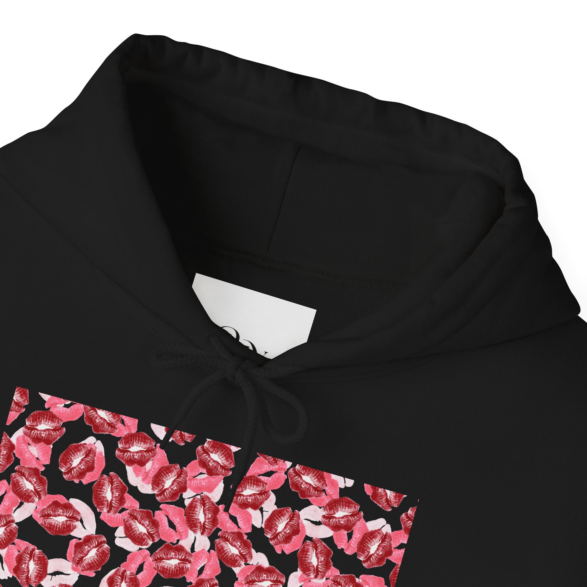 kiss print Cozy Floral Pattern Hoodie - Casual Fashion, Perfect for Gifting, Unisex Style, Comfortable Sweatshirt, Great for All Seasons