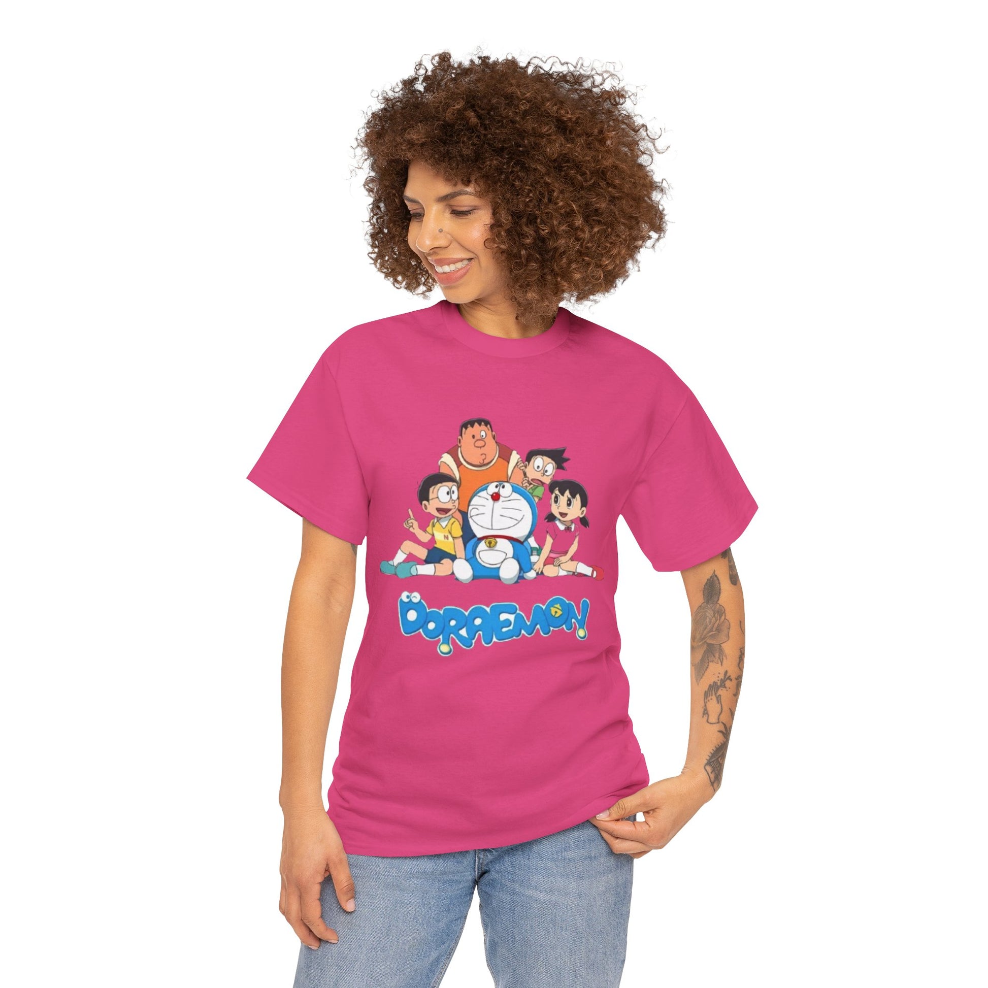 Doraemon Vintage Cartoon Unisex Tee - Nostalgic Gift for Fans, Oversized Cotton Shirt, Anime Merchandise, Casual Wear, Everyday Comfort
