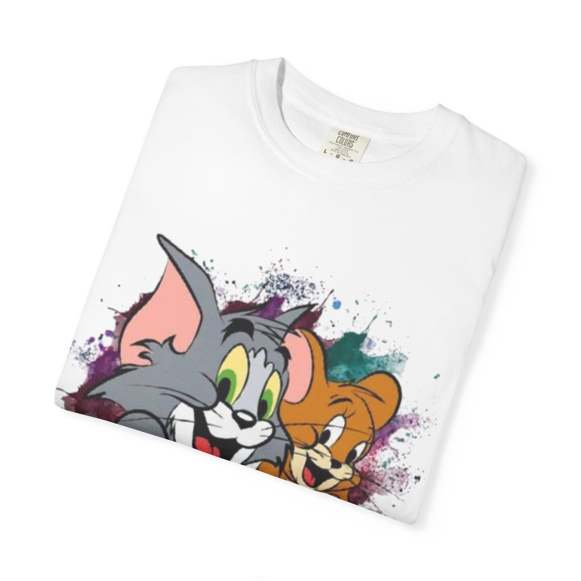 Tom and Jerry Garment-Dyed T-shirt, Cartoon T-shirt, Unisex T-shirt, Funny Shirt, Vintage Cartoon Tee, Gift for Him/Her