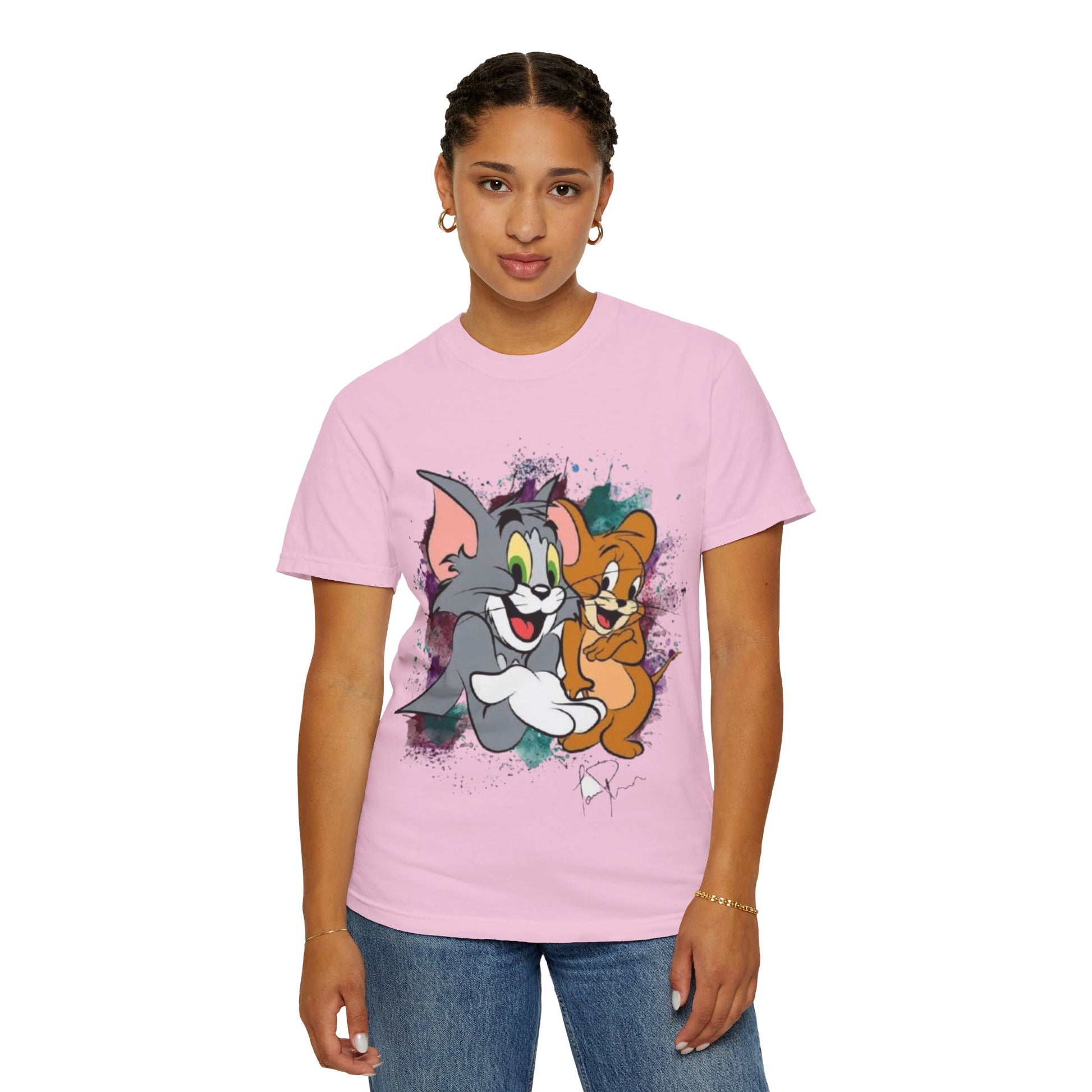 Tom and Jerry Garment-Dyed T-shirt, Cartoon T-shirt, Unisex T-shirt, Funny Shirt, Vintage Cartoon Tee, Gift for Him/Her