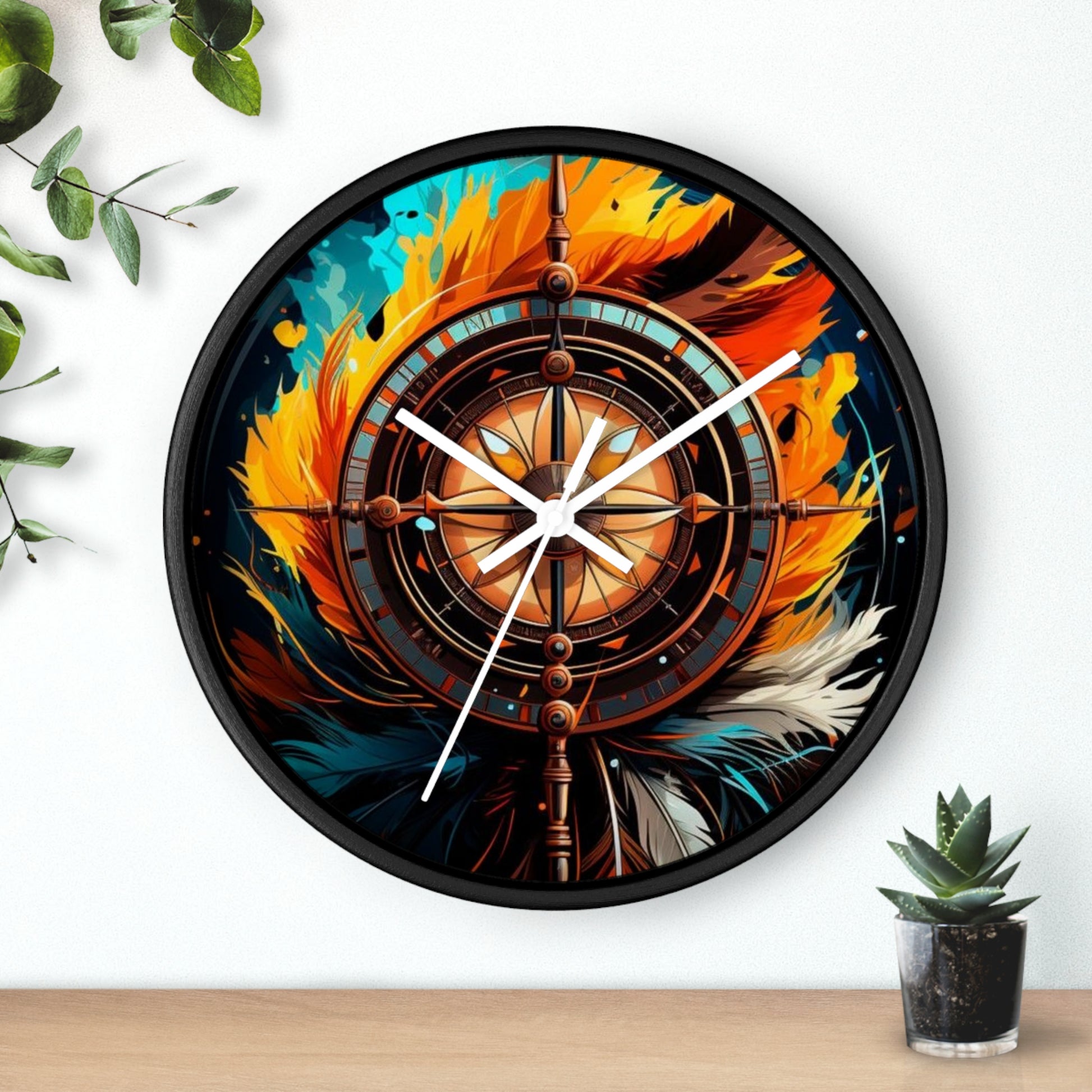 Vibrant Fire-Inspired Wall Clock, Home Decor for Bohemian Style, Unique Gift for Birthdays, Art Lovers, and Housewarming