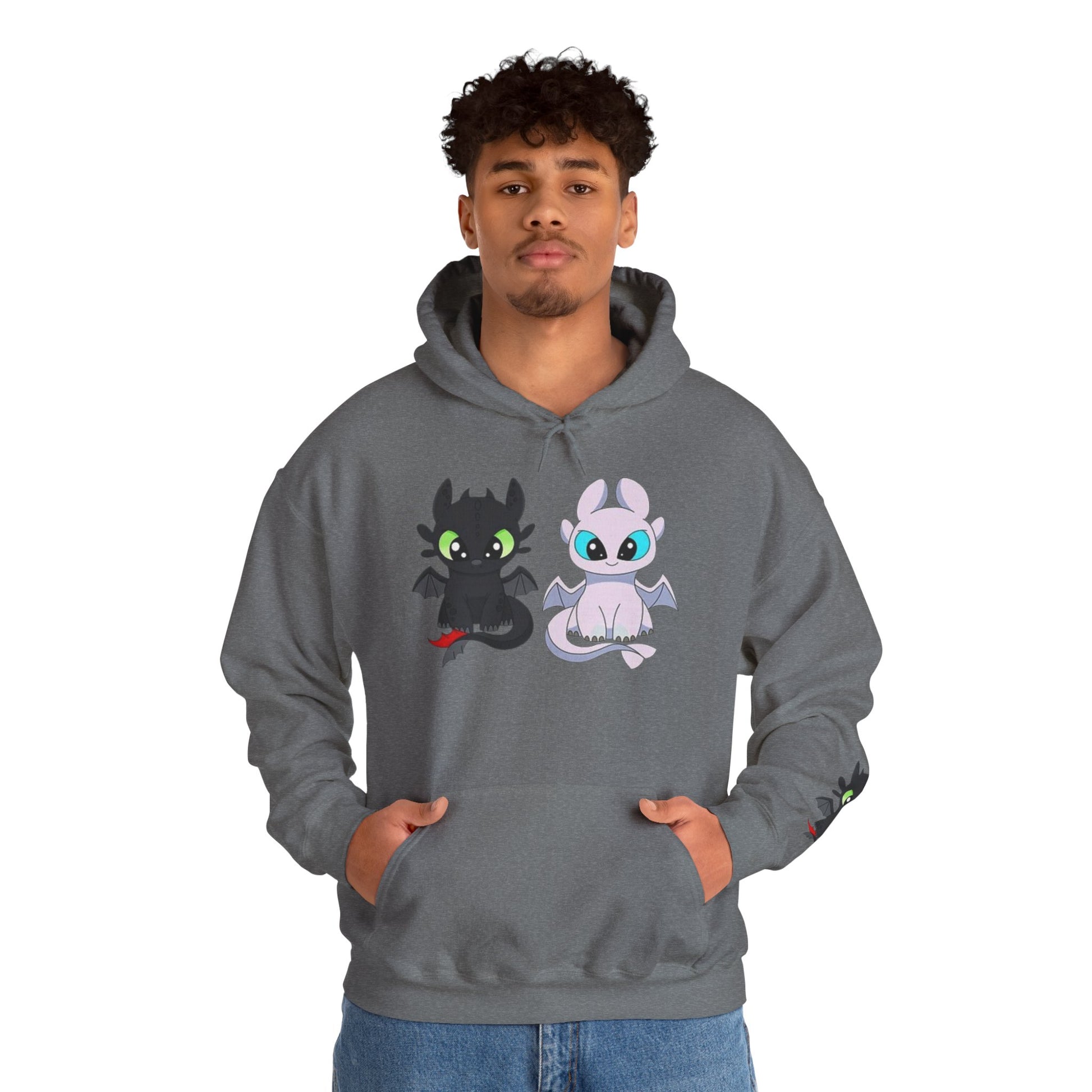 Cute Dragon & Monster Unisex Hoodie, Cozy Sweatshirt for Kids and Adults, Funny Gift for Halloween, Anime Lovers, Stylish Casual Wear