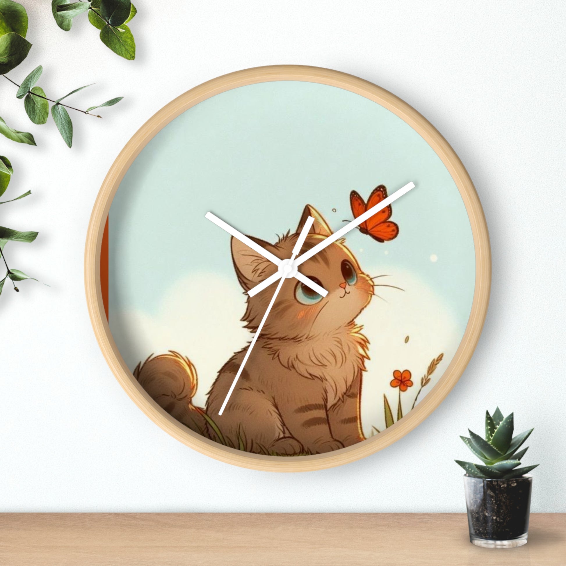 Whimsical Cat Wall Clock - Cute Home Decor, Cat Lover Gift, Nursery Wall Art, Pet-themed Clock, Birthday Gift