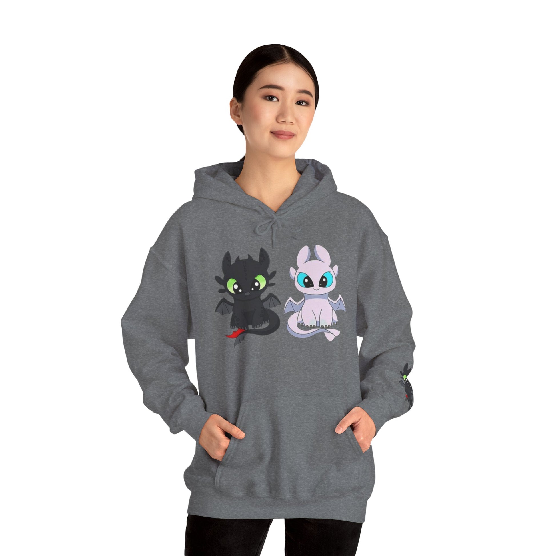 Cute Dragon & Monster Unisex Hoodie, Cozy Sweatshirt for Kids and Adults, Funny Gift for Halloween, Anime Lovers, Stylish Casual Wear