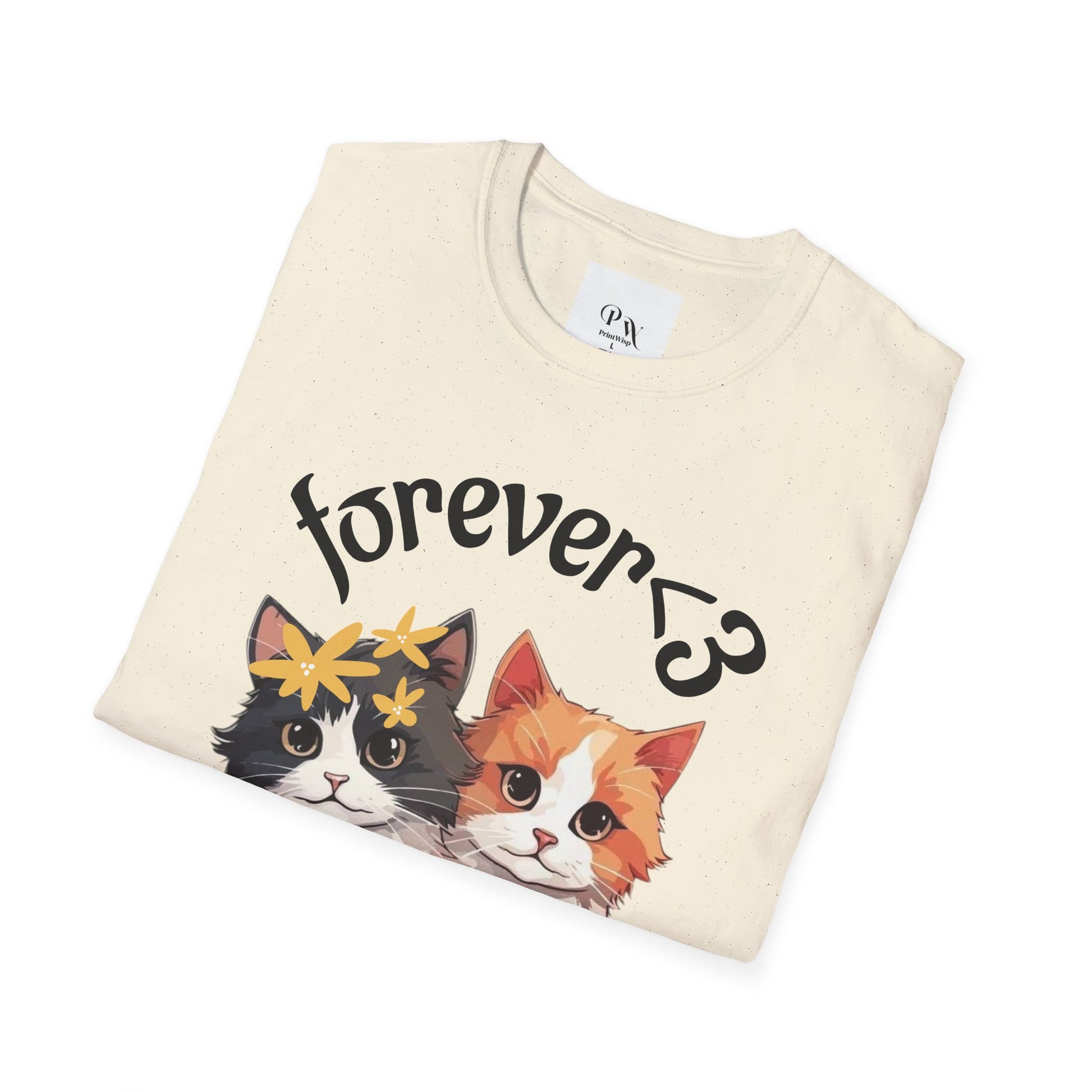 Forever Love Cat T-Shirt, Cute Cat Tee, Animal Lover Gift, Pet Owner Apparel, Cozy Casual Wear, Perfect for Cat Lovers