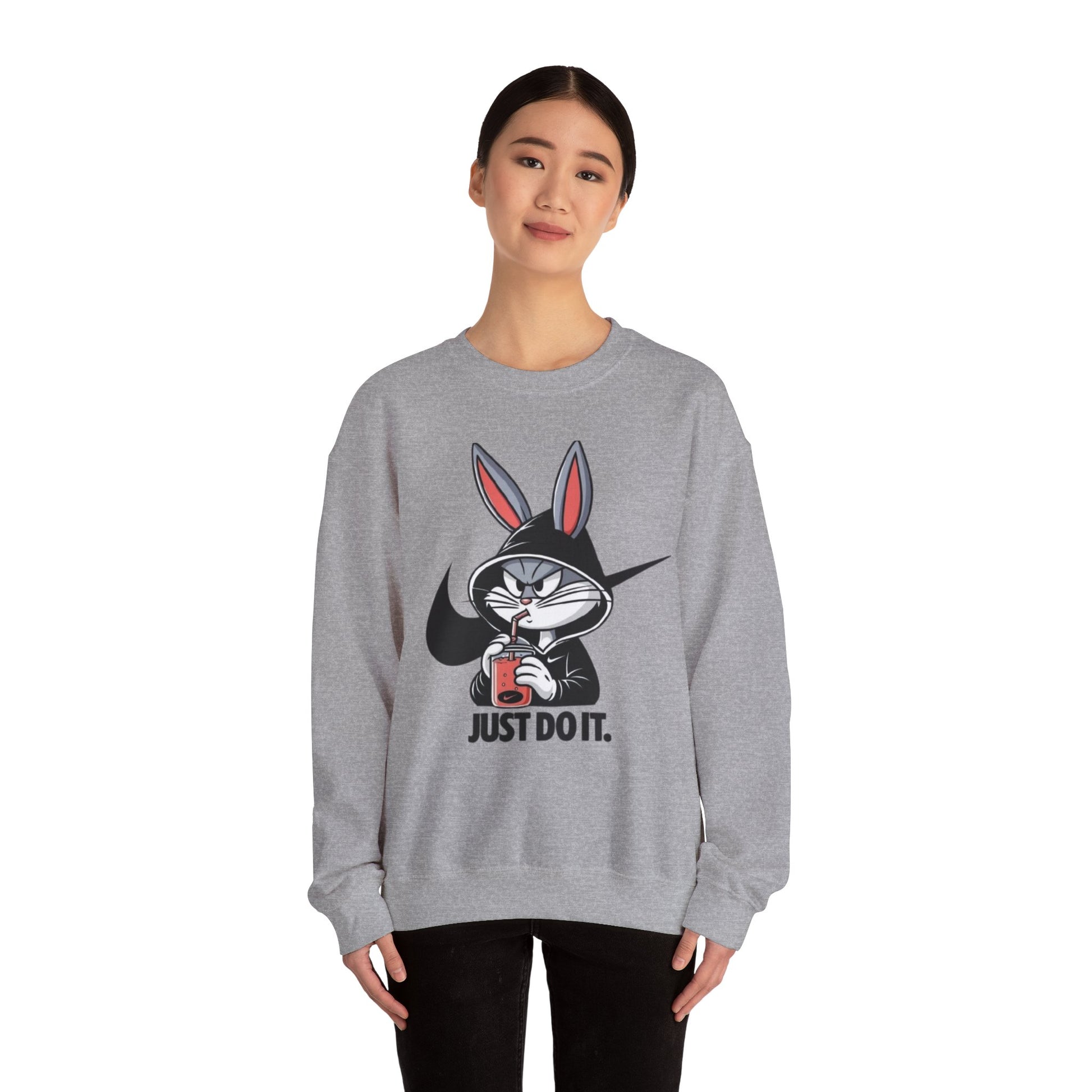 Cool Rabbit Crewneck Sweatshirt, Unisex Sweatshirt, Casual Hoodie, Gift for Him, Cozy Fashionwear