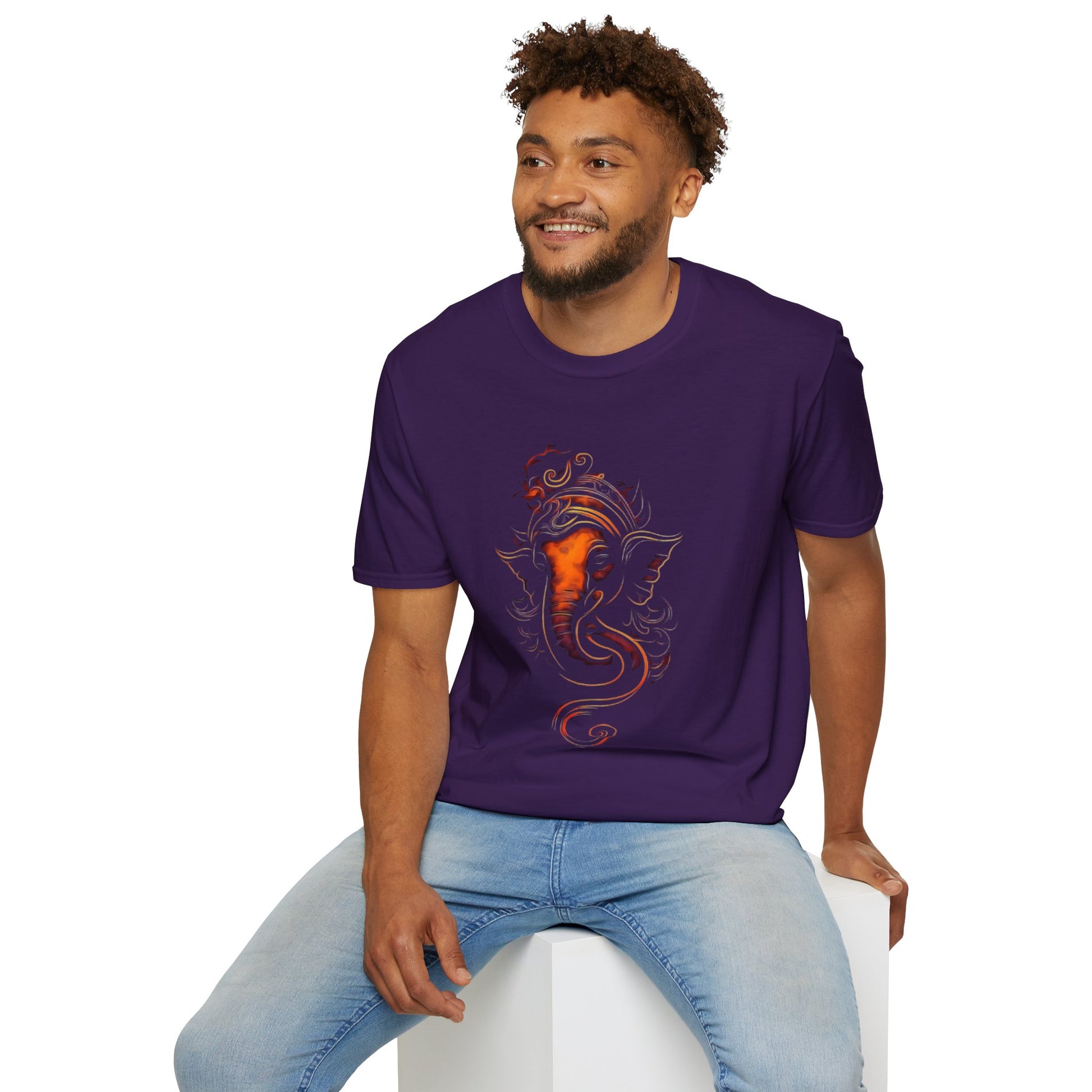 Ganesh T-shirt - Unisex Softstyle T-Shirt, Bohemian Shirt, Festival Wear, Unique Gift, Spiritual Fashion