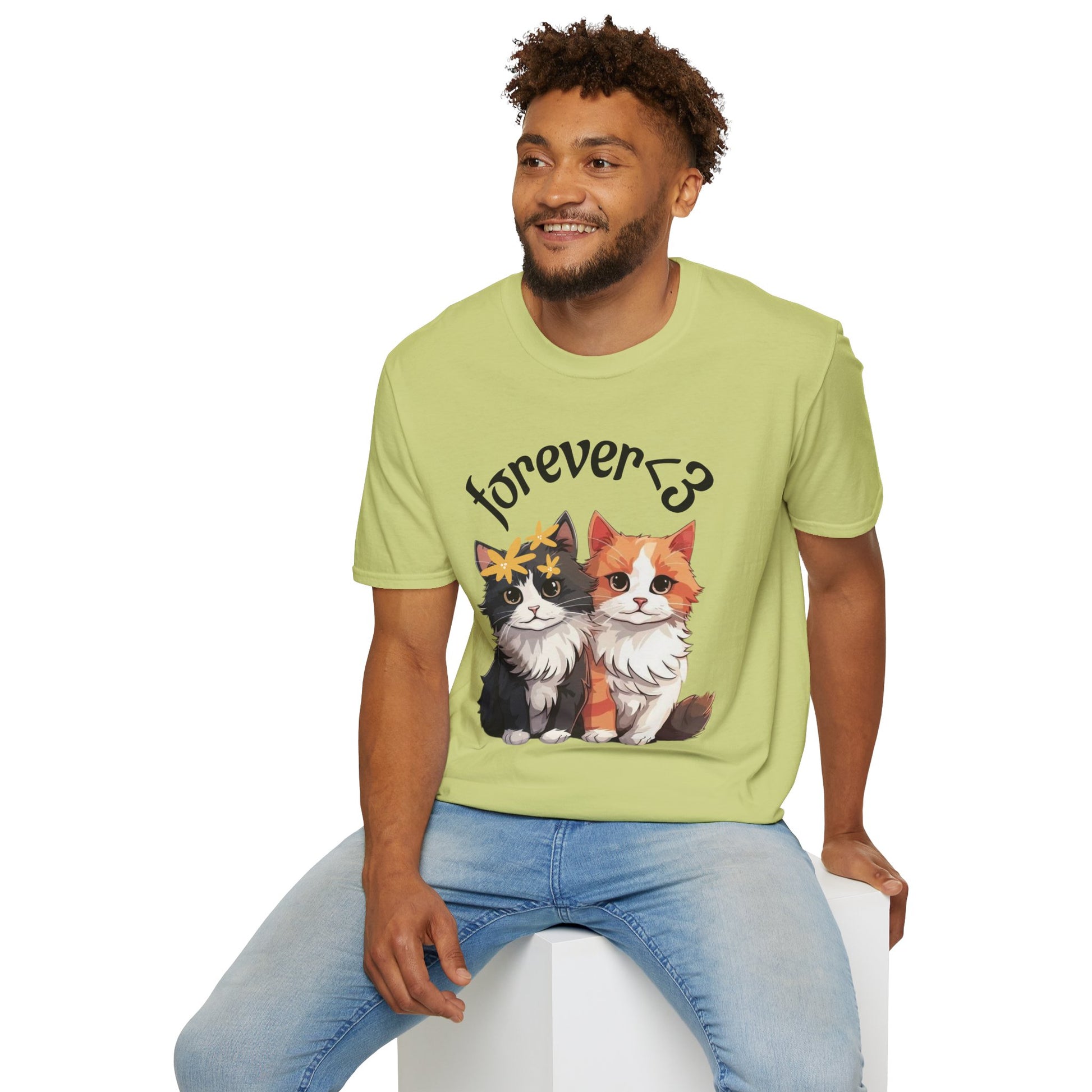 Forever Love Cat T-Shirt, Cute Cat Tee, Animal Lover Gift, Pet Owner Apparel, Cozy Casual Wear, Perfect for Cat Lovers