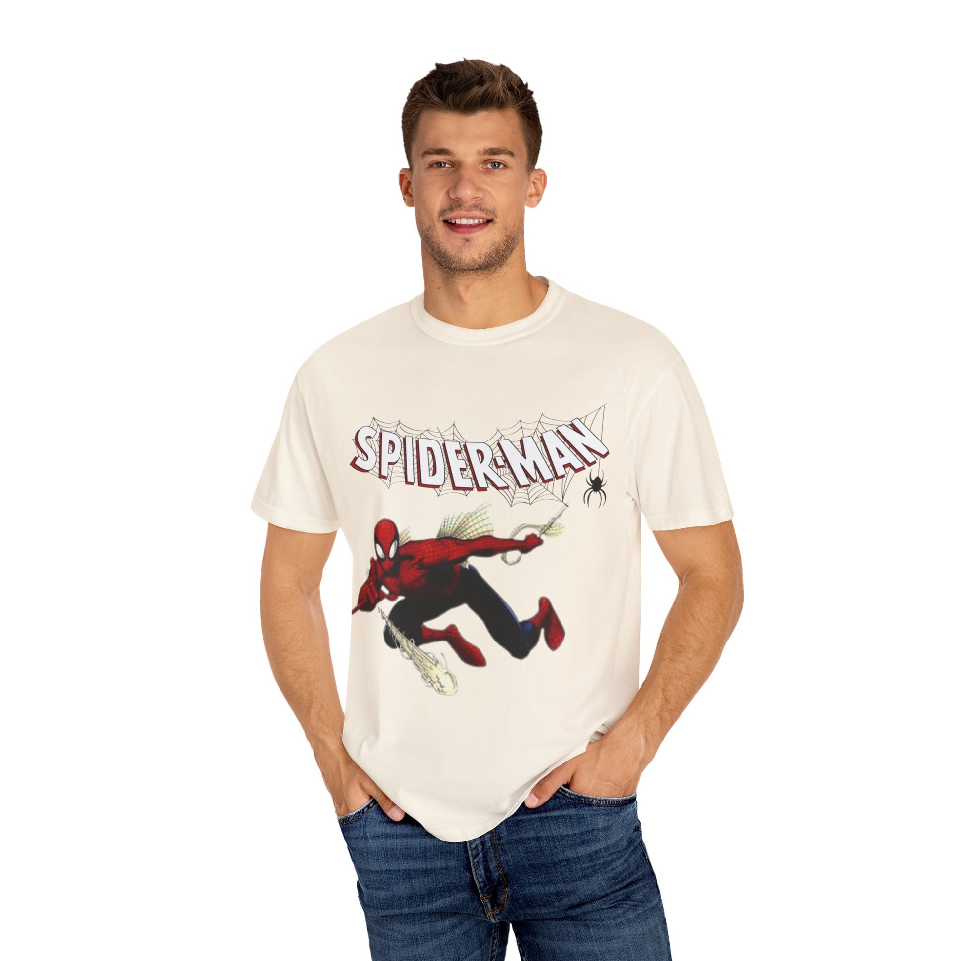 Spiderman Unisex Garment-Dyed T-Shirt | Superhero Apparel, Comic Fan Gift, Nerdy Fashion, Casual Wear, Birthday Gift, Marvel Merchandise