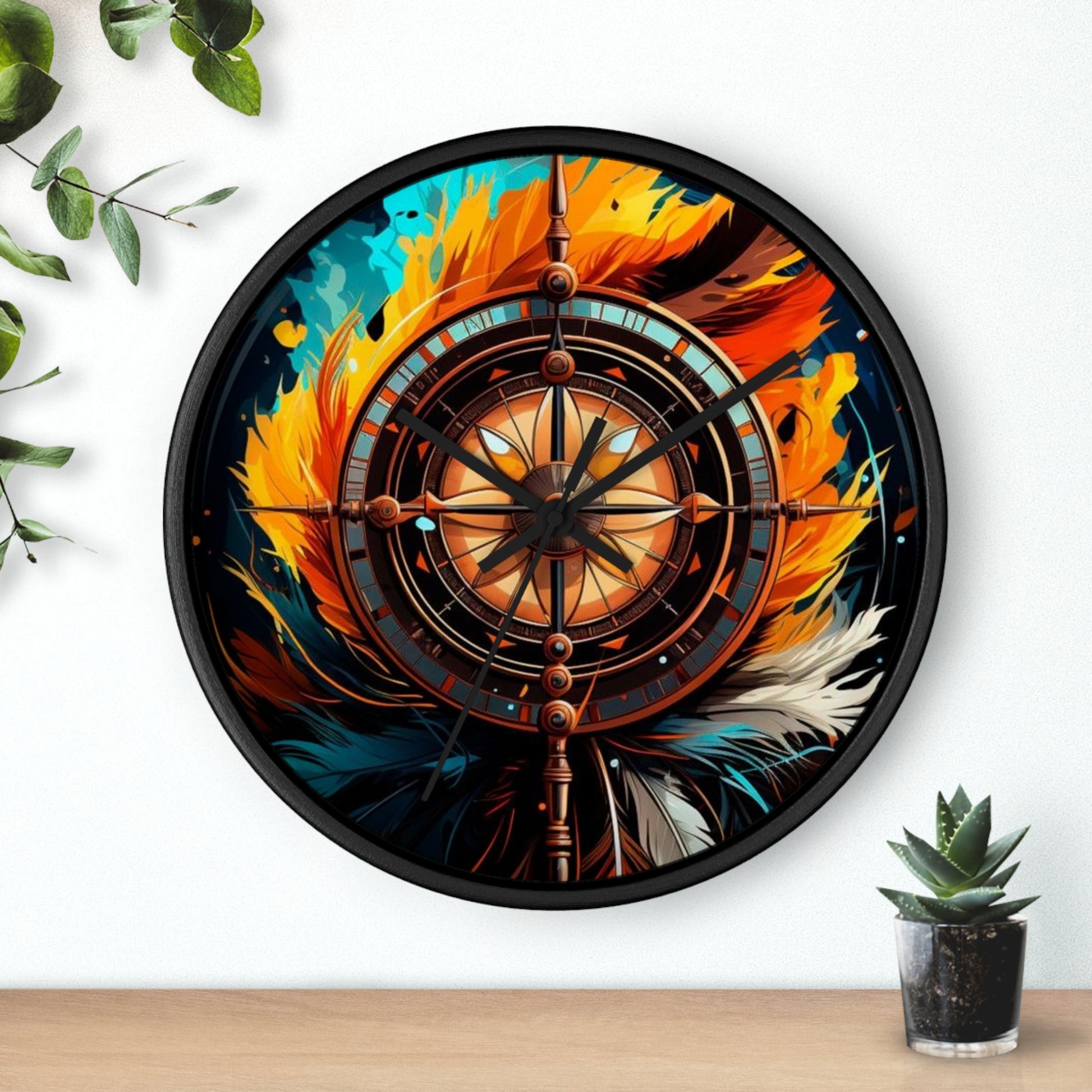 Vibrant Fire-Inspired Wall Clock, Home Decor for Bohemian Style, Unique Gift for Birthdays, Art Lovers, and Housewarming