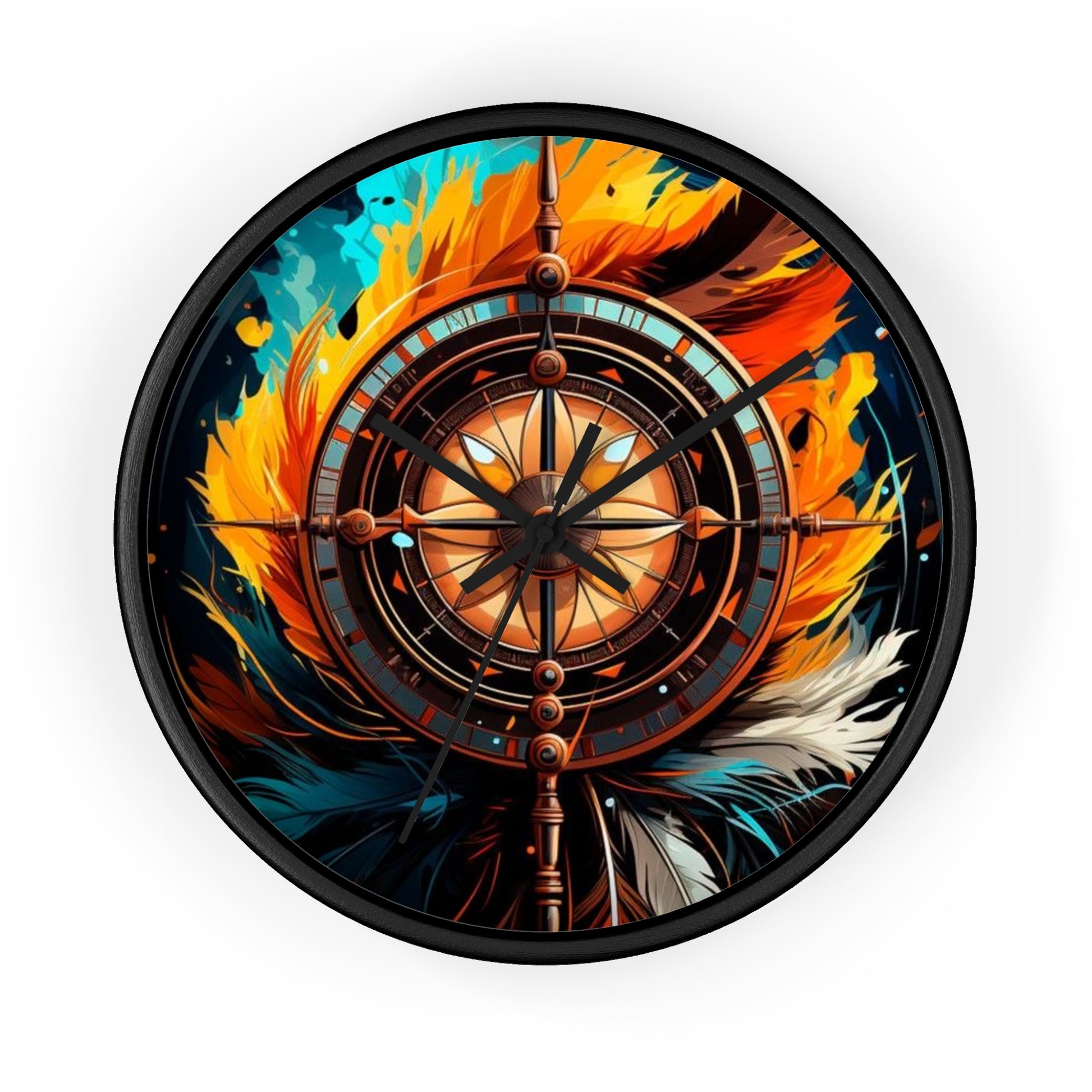 Vibrant Fire-Inspired Wall Clock, Home Decor for Bohemian Style, Unique Gift for Birthdays, Art Lovers, and Housewarming