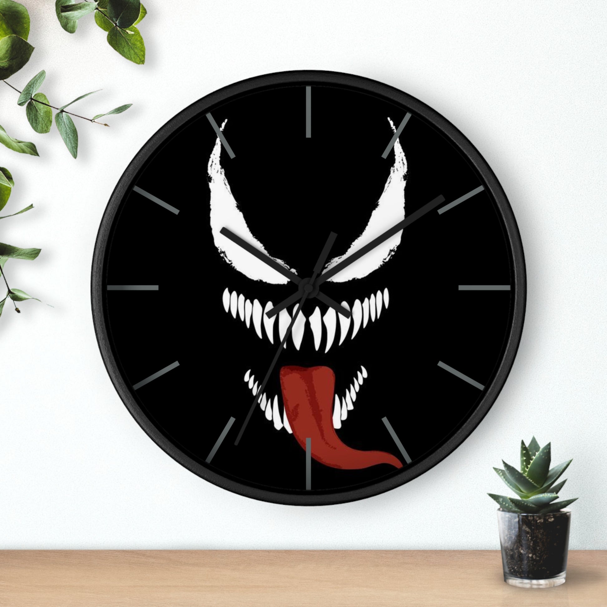 Venom-Inspired Wall Clock, Edgy Home Decor, Unique Gift for Fans, Geeky Office Wall Art, Halloween Decoration