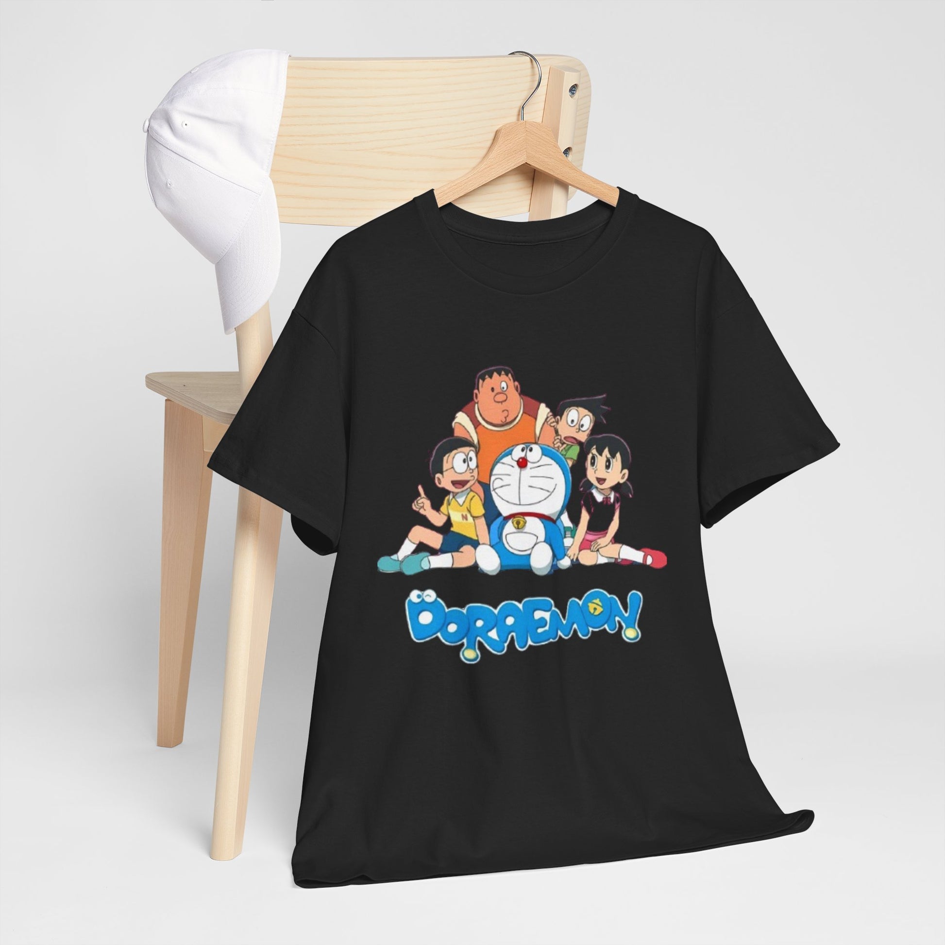 Doraemon Vintage Cartoon Unisex Tee - Nostalgic Gift for Fans, Oversized Cotton Shirt, Anime Merchandise, Casual Wear, Everyday Comfort