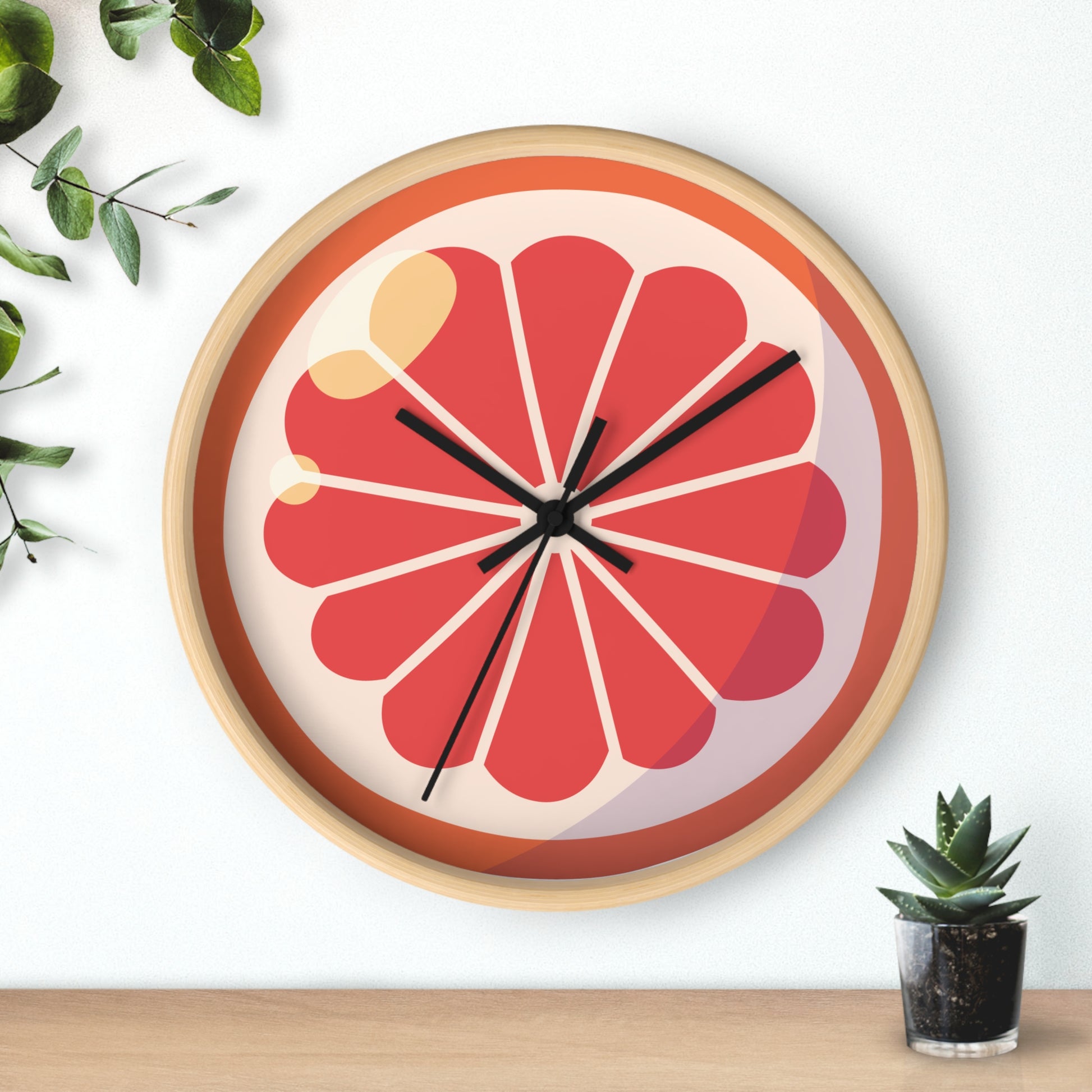 Vibrant Grapefruit Wall Clock | Home Decor, Modern Design, Gift for Her, Kitchen Art, Unique Timepiece