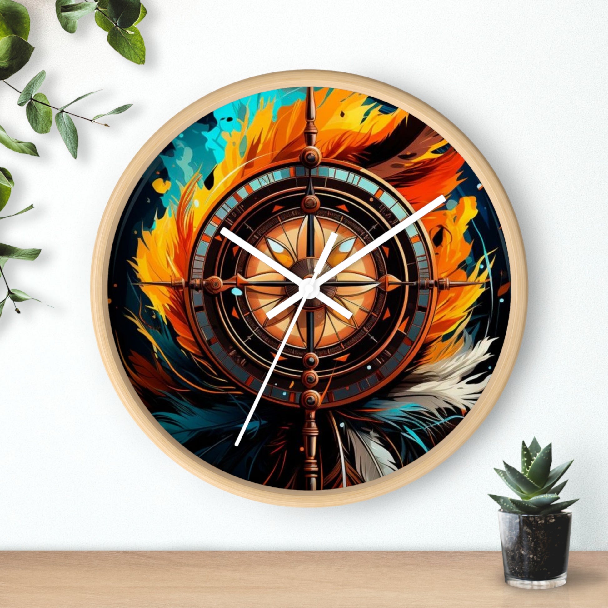 Vibrant Fire-Inspired Wall Clock, Home Decor for Bohemian Style, Unique Gift for Birthdays, Art Lovers, and Housewarming