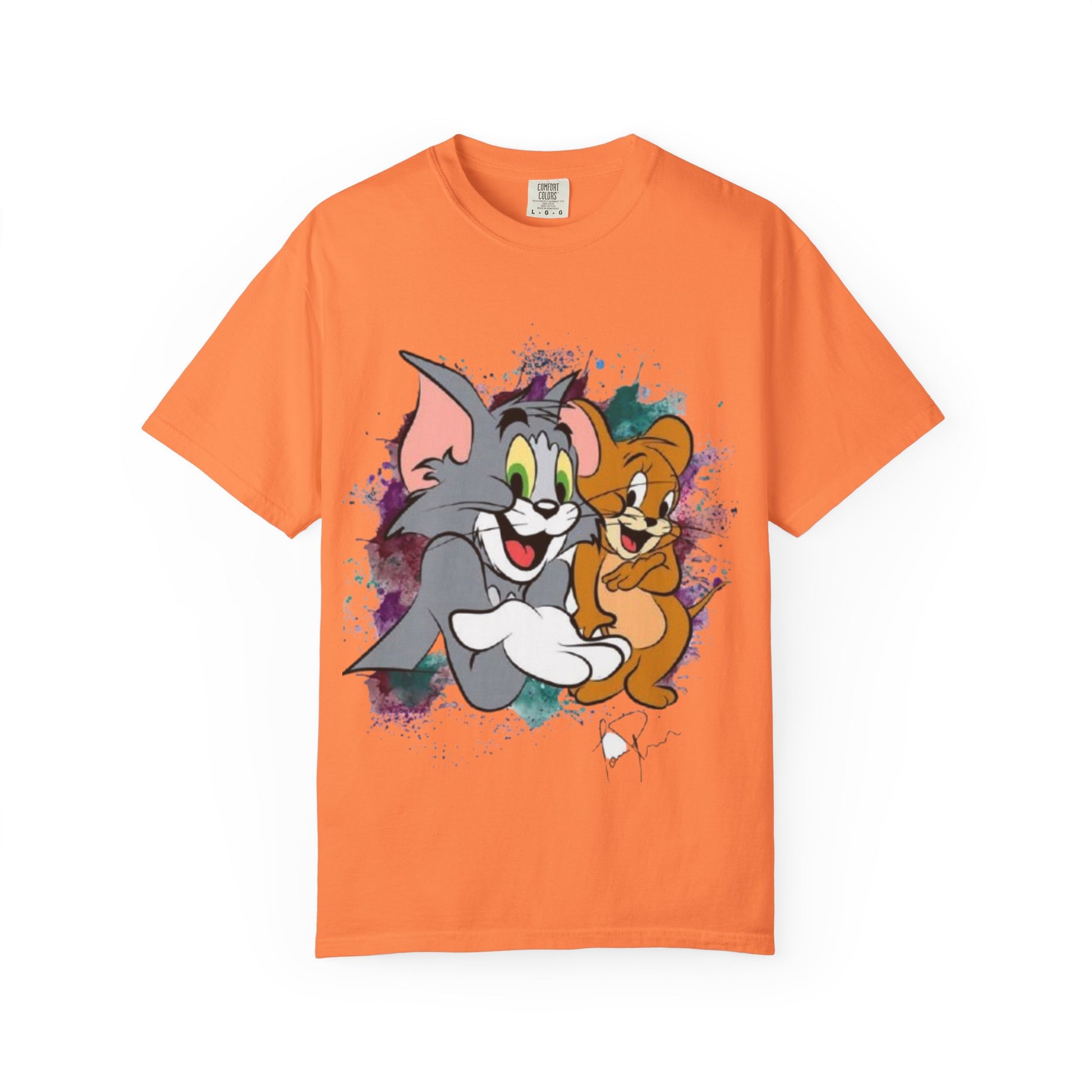 Tom and Jerry Garment-Dyed T-shirt, Cartoon T-shirt, Unisex T-shirt, Funny Shirt, Vintage Cartoon Tee, Gift for Him/Her
