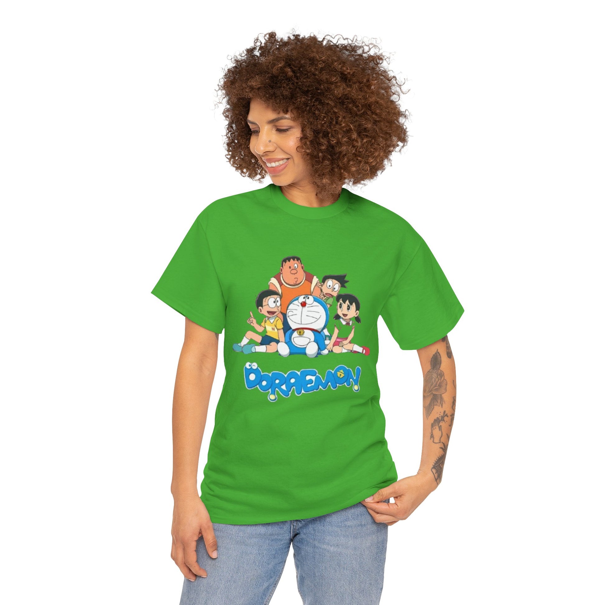 Doraemon Vintage Cartoon Unisex Tee - Nostalgic Gift for Fans, Oversized Cotton Shirt, Anime Merchandise, Casual Wear, Everyday Comfort