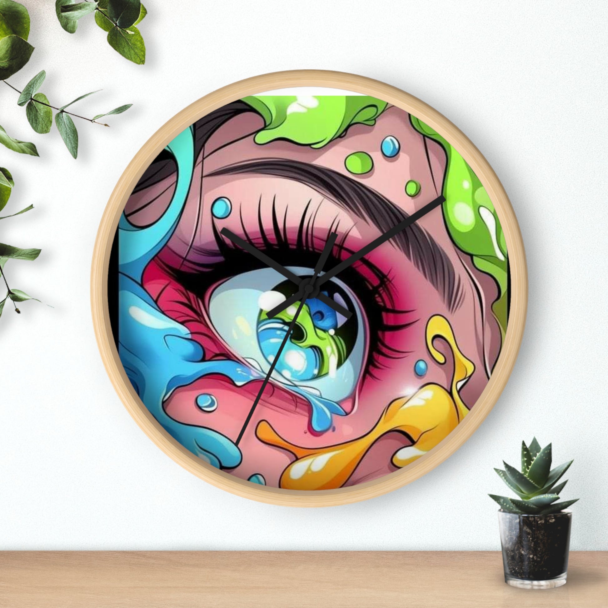 Vibrant Artistic Wall Clock - Eye Design, Colorful Home Decor, Unique Gift, Modern Art, Bedroom Wall Art, Handmade Clock