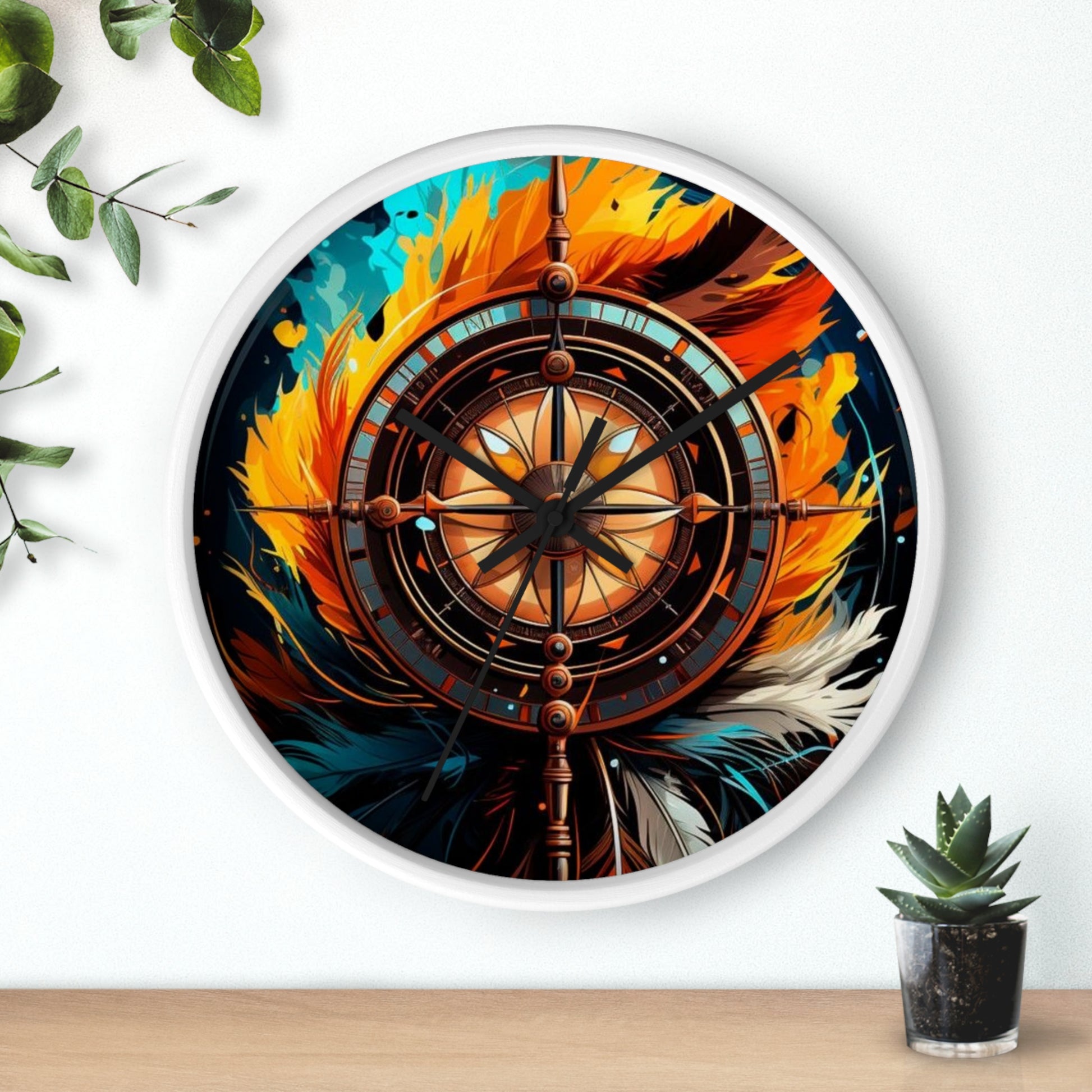 Vibrant Fire-Inspired Wall Clock, Home Decor for Bohemian Style, Unique Gift for Birthdays, Art Lovers, and Housewarming