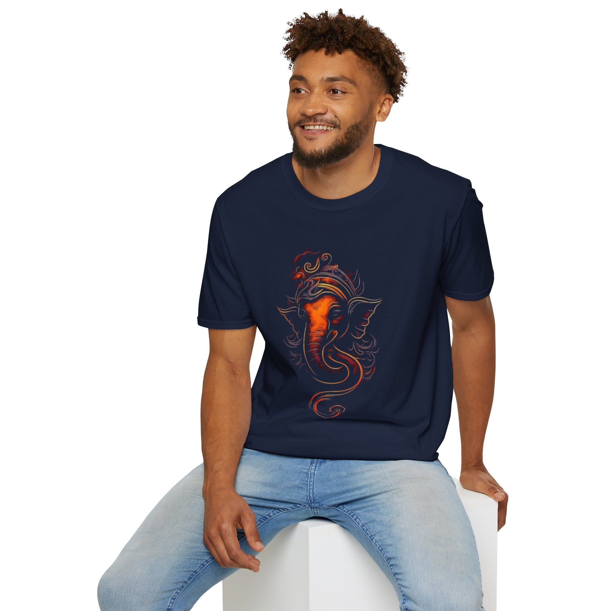 Ganesh T-shirt - Unisex Softstyle T-Shirt, Bohemian Shirt, Festival Wear, Unique Gift, Spiritual Fashion