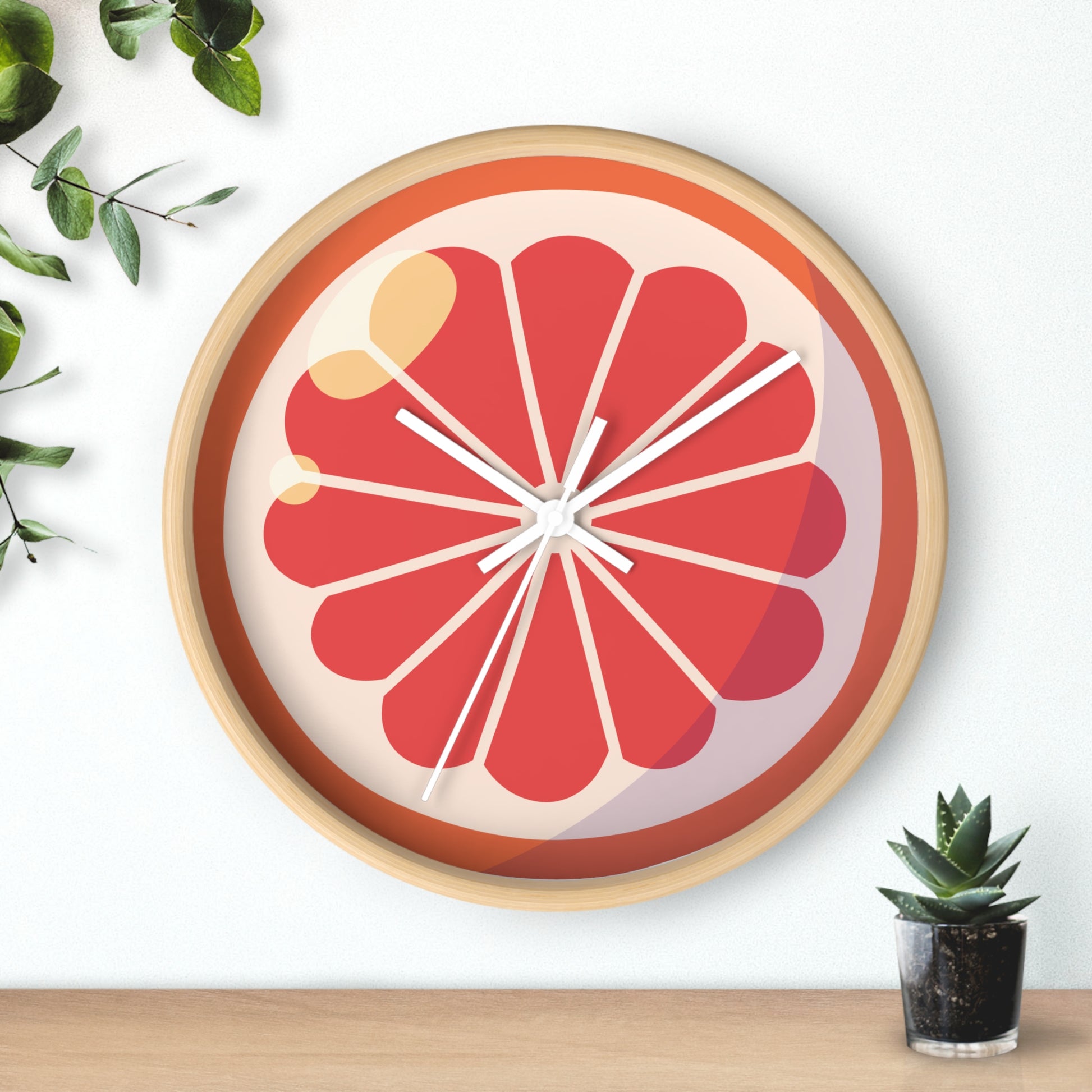 Vibrant Grapefruit Wall Clock | Home Decor, Modern Design, Gift for Her, Kitchen Art, Unique Timepiece