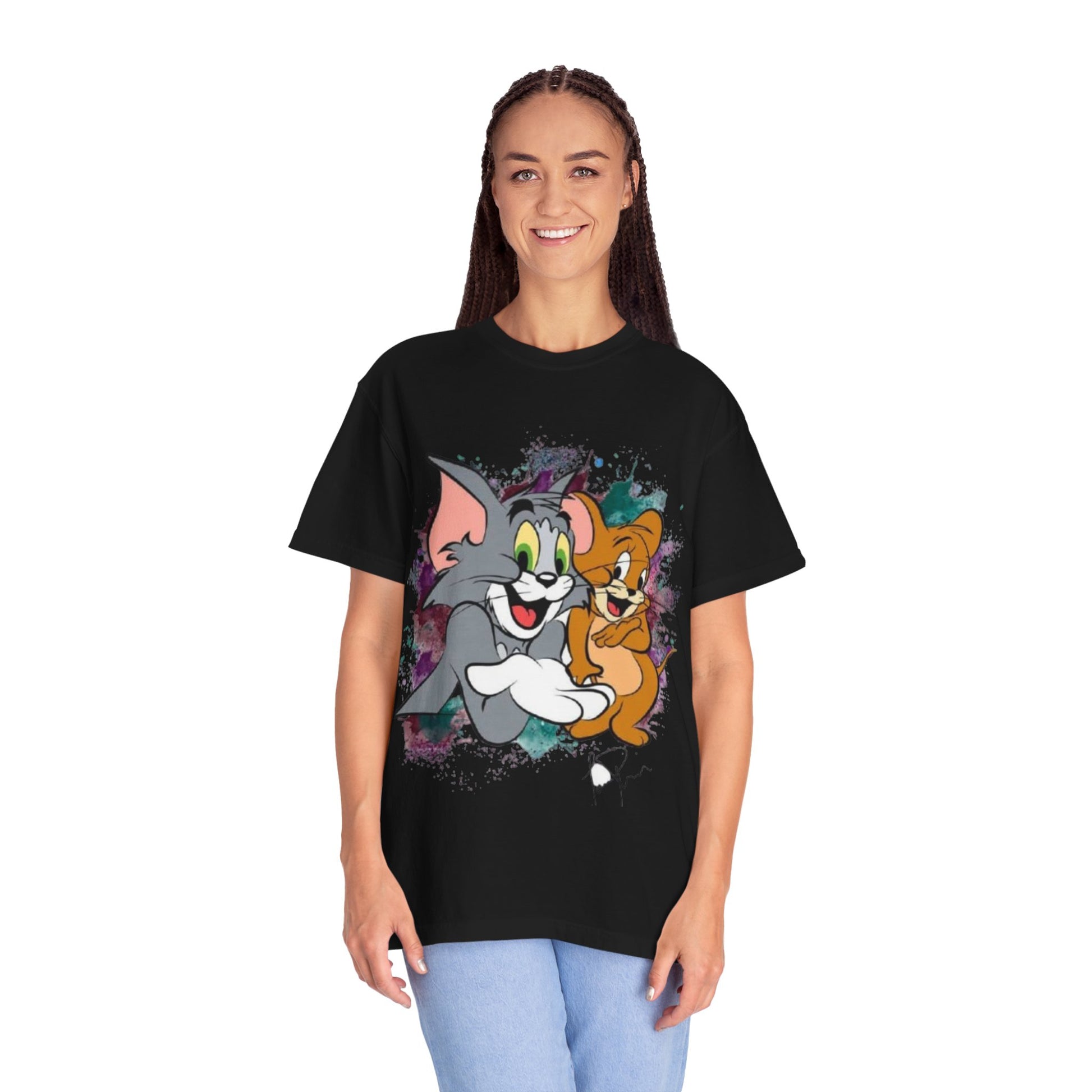 Tom and Jerry Garment-Dyed T-shirt, Cartoon T-shirt, Unisex T-shirt, Funny Shirt, Vintage Cartoon Tee, Gift for Him/Her