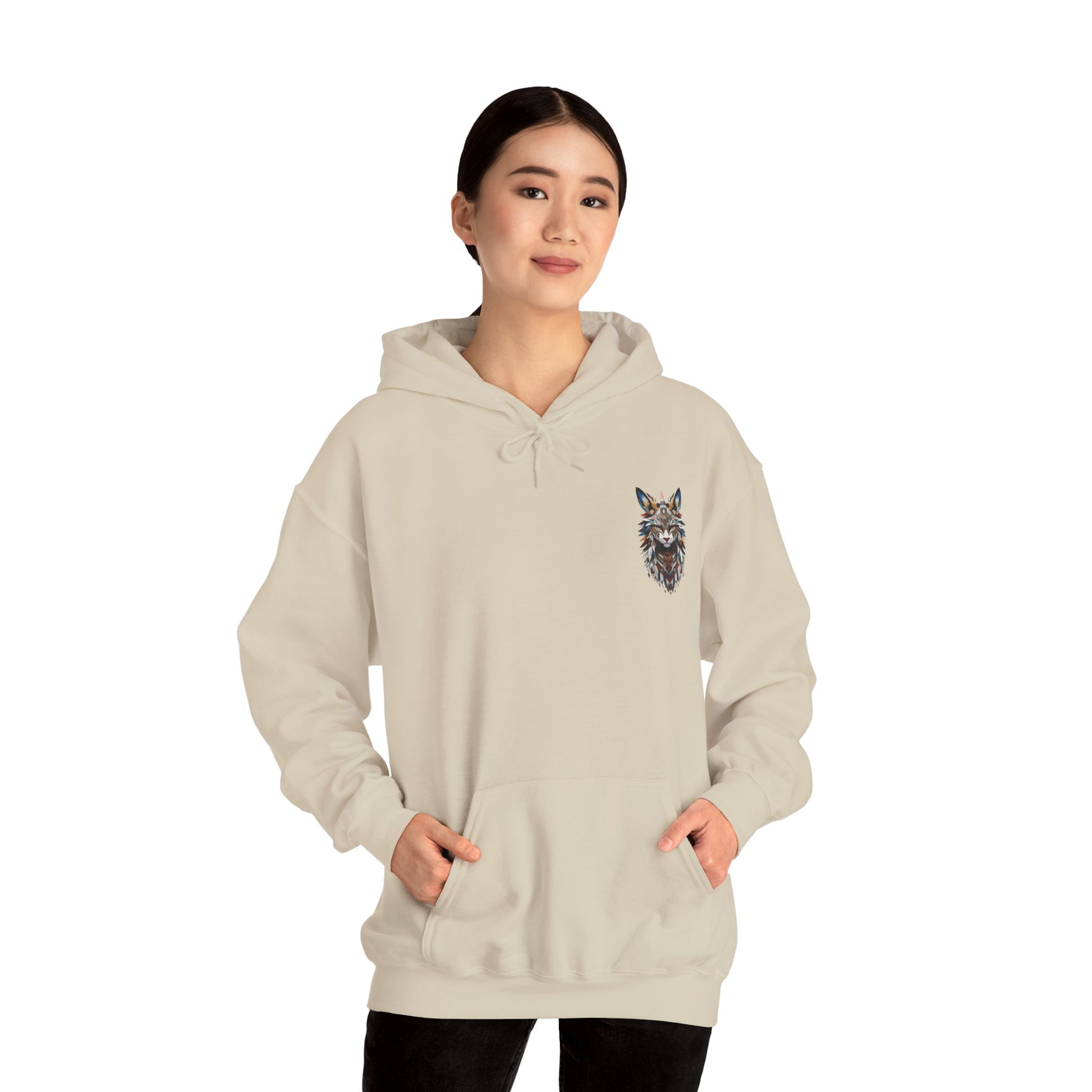 Bohemian Wolf Hooded Sweatshirt | Cozy Unisex Sweatshirt for Animal Lovers, Gift for Nature Enthusiasts, Hoodie for Fall