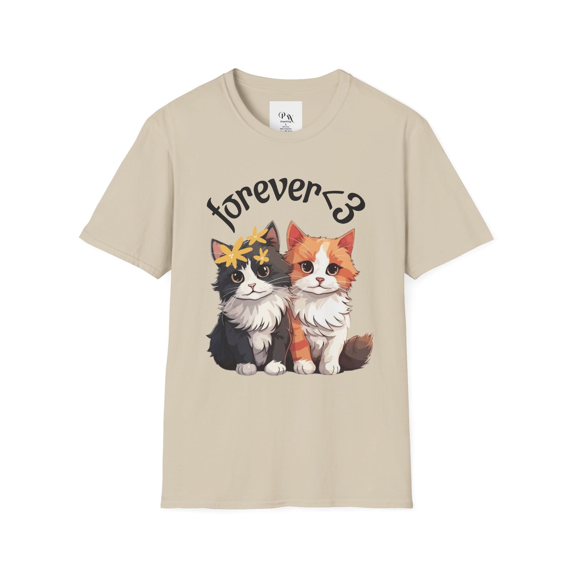 Forever Love Cat T-Shirt, Cute Cat Tee, Animal Lover Gift, Pet Owner Apparel, Cozy Casual Wear, Perfect for Cat Lovers