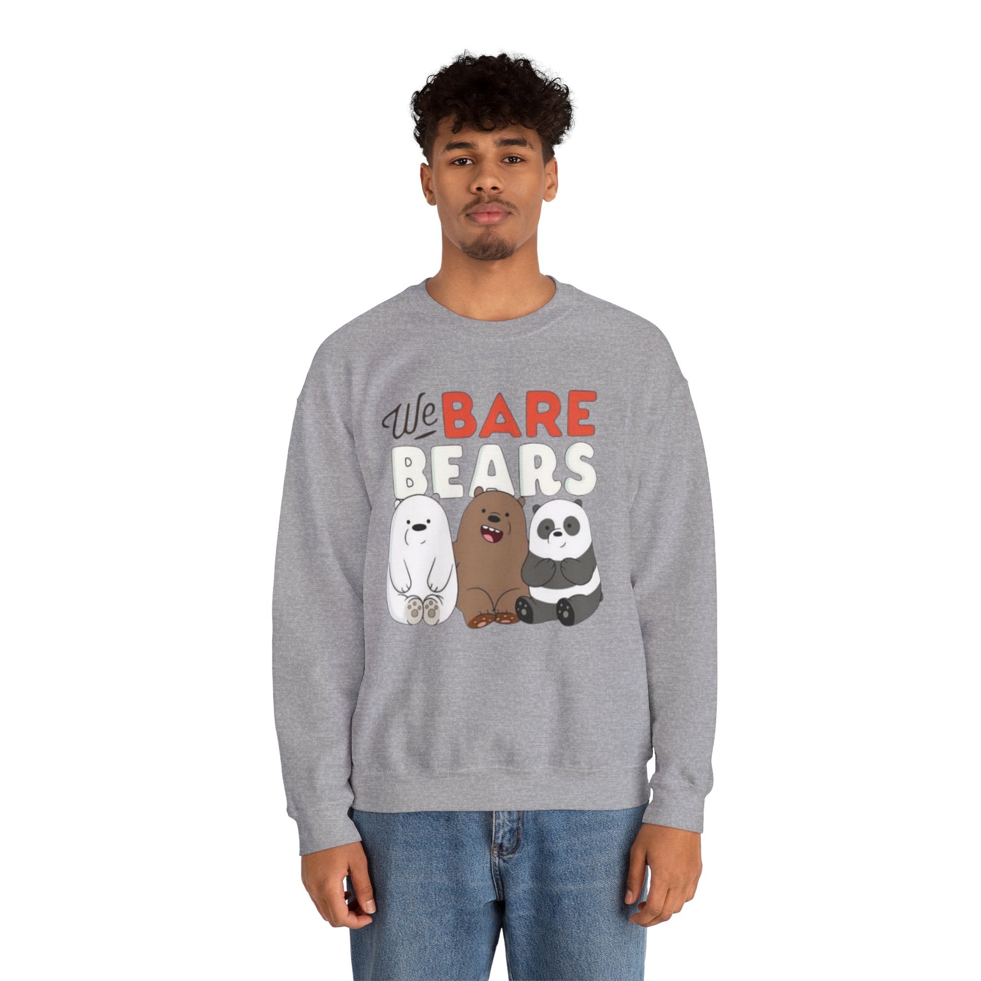 Cozy Cartoon Sweatshirt for Bear Lovers, We Bare Bears Crewneck, Cute Gift for Birthdays, Casual Wear, Animal Lover Apparel