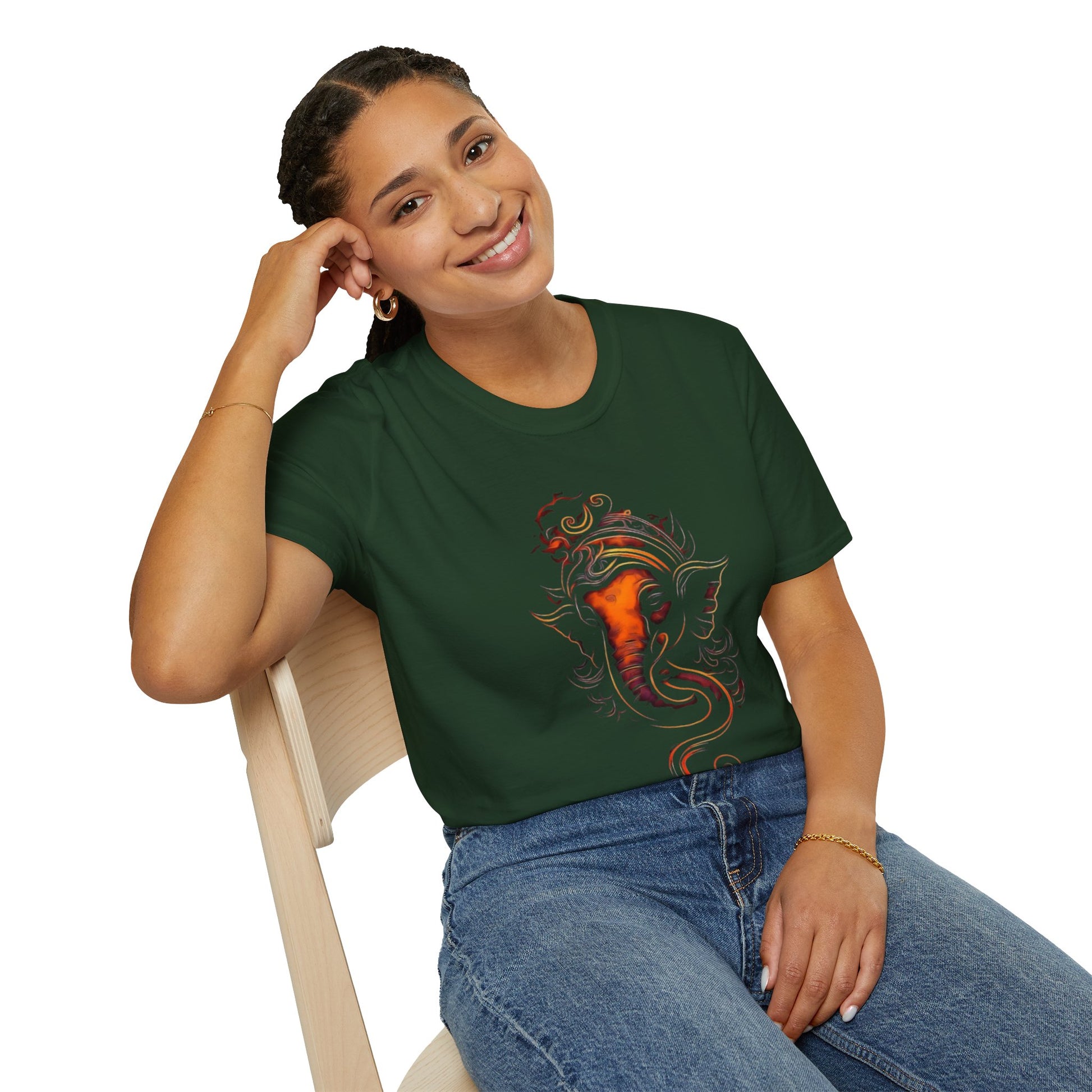 Ganesh T-shirt - Unisex Softstyle T-Shirt, Bohemian Shirt, Festival Wear, Unique Gift, Spiritual Fashion