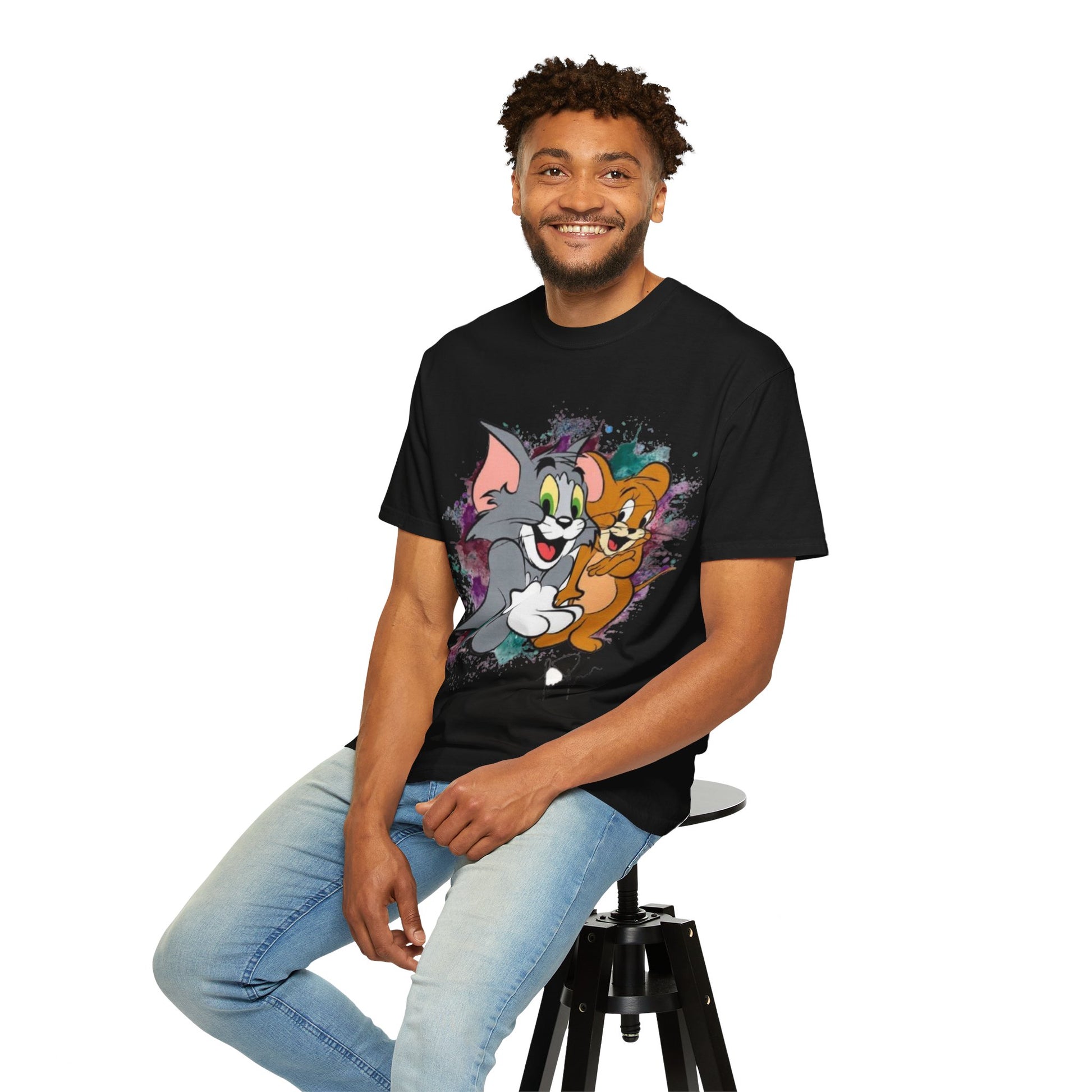 Tom and Jerry Garment-Dyed T-shirt, Cartoon T-shirt, Unisex T-shirt, Funny Shirt, Vintage Cartoon Tee, Gift for Him/Her