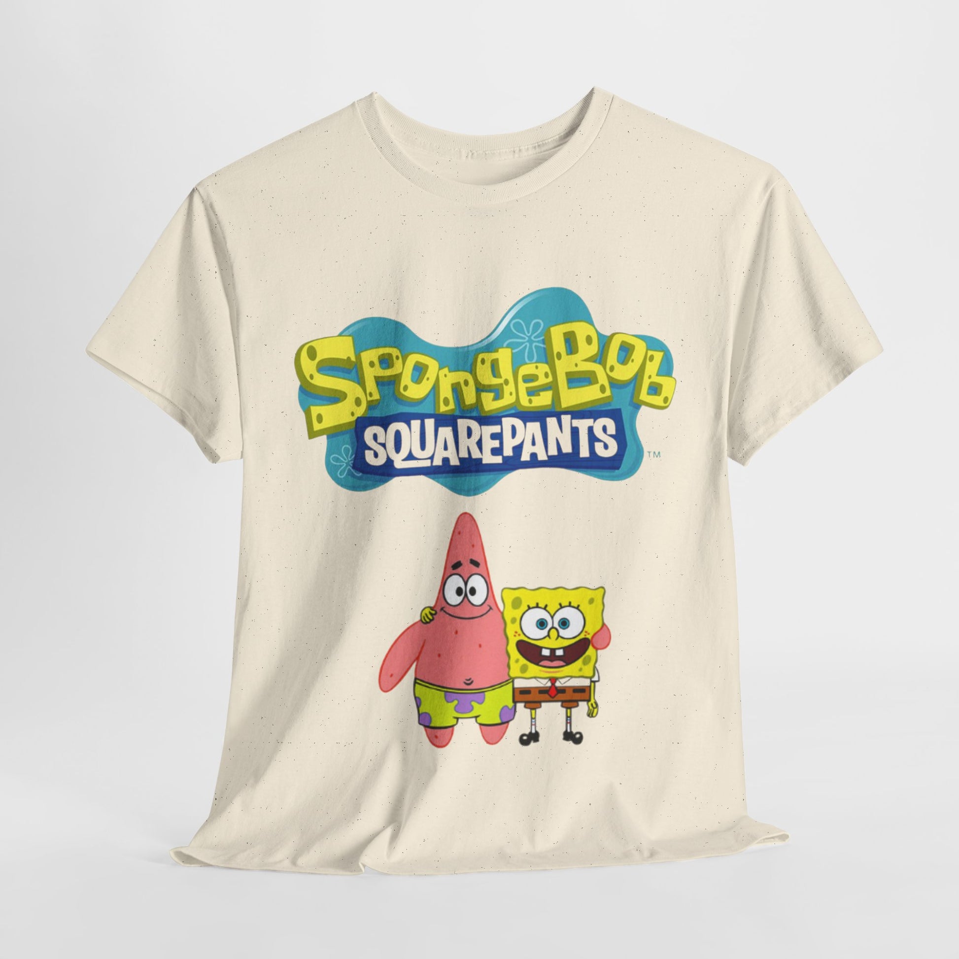 SpongeBob SquarePants Unisex Heavy Cotton Tee, Fun Graphic Tee, Nostalgic T-Shirt, Gift for Kids and Adults, Cartoon Lover Apparel