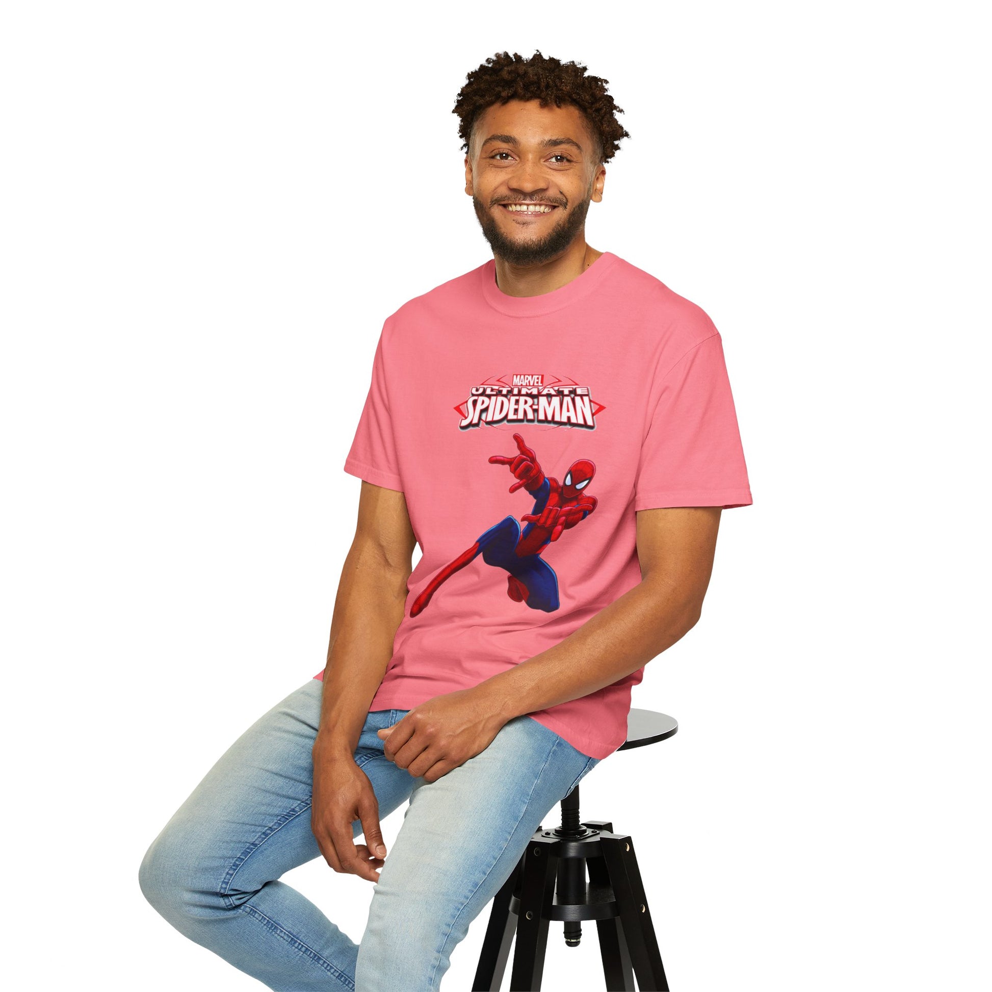 Marvel Spider-Man Unisex Garment-Dyed T-Shirt, Superhero Tee, Comic Fan Gift, Casual Wear, Birthday, Kids Clothing